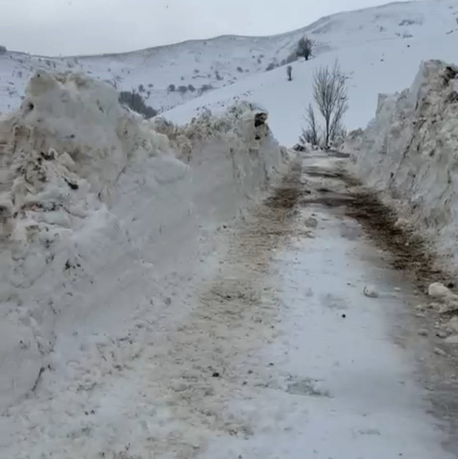 Bitlis&rsquo;te ulaşım i&ccedil;in 5 metrelik kar engelini aştılar
