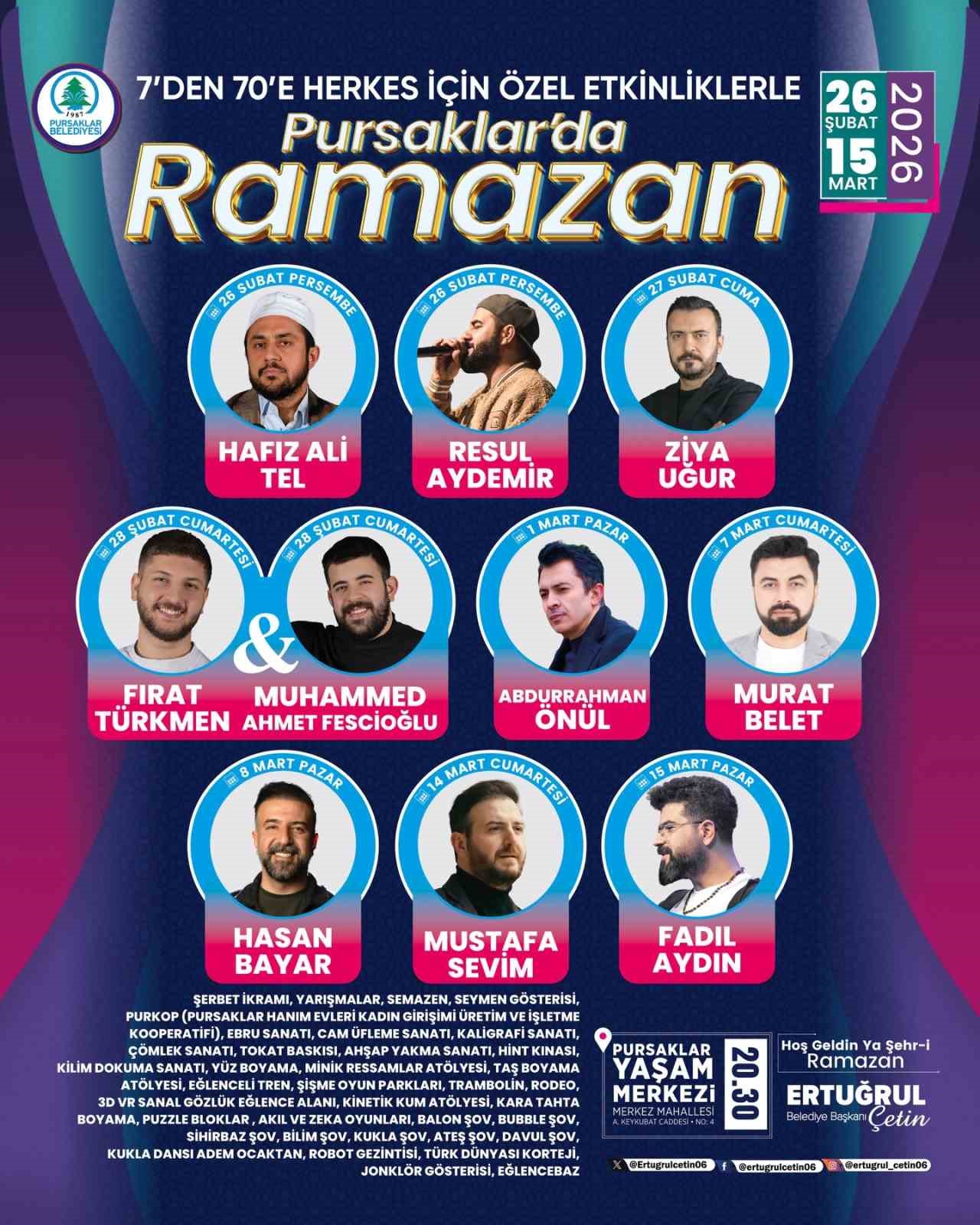 Pursaklar&rsquo;da Ramazan ayına &ouml;zel etkinler başlıyor
