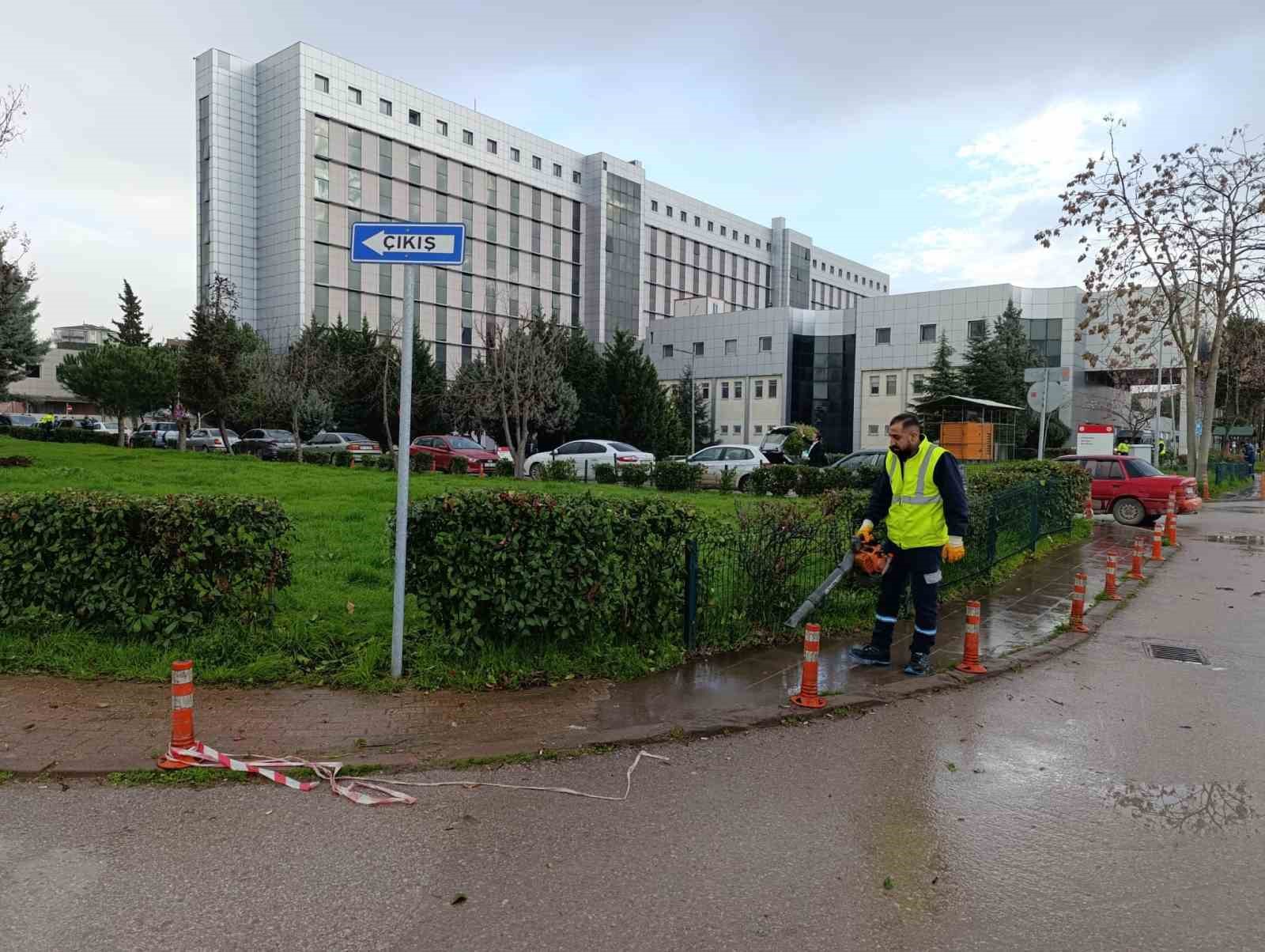 Hastane bah&ccedil;elerinde budama ve bakım &ccedil;alışması yapılıyor

