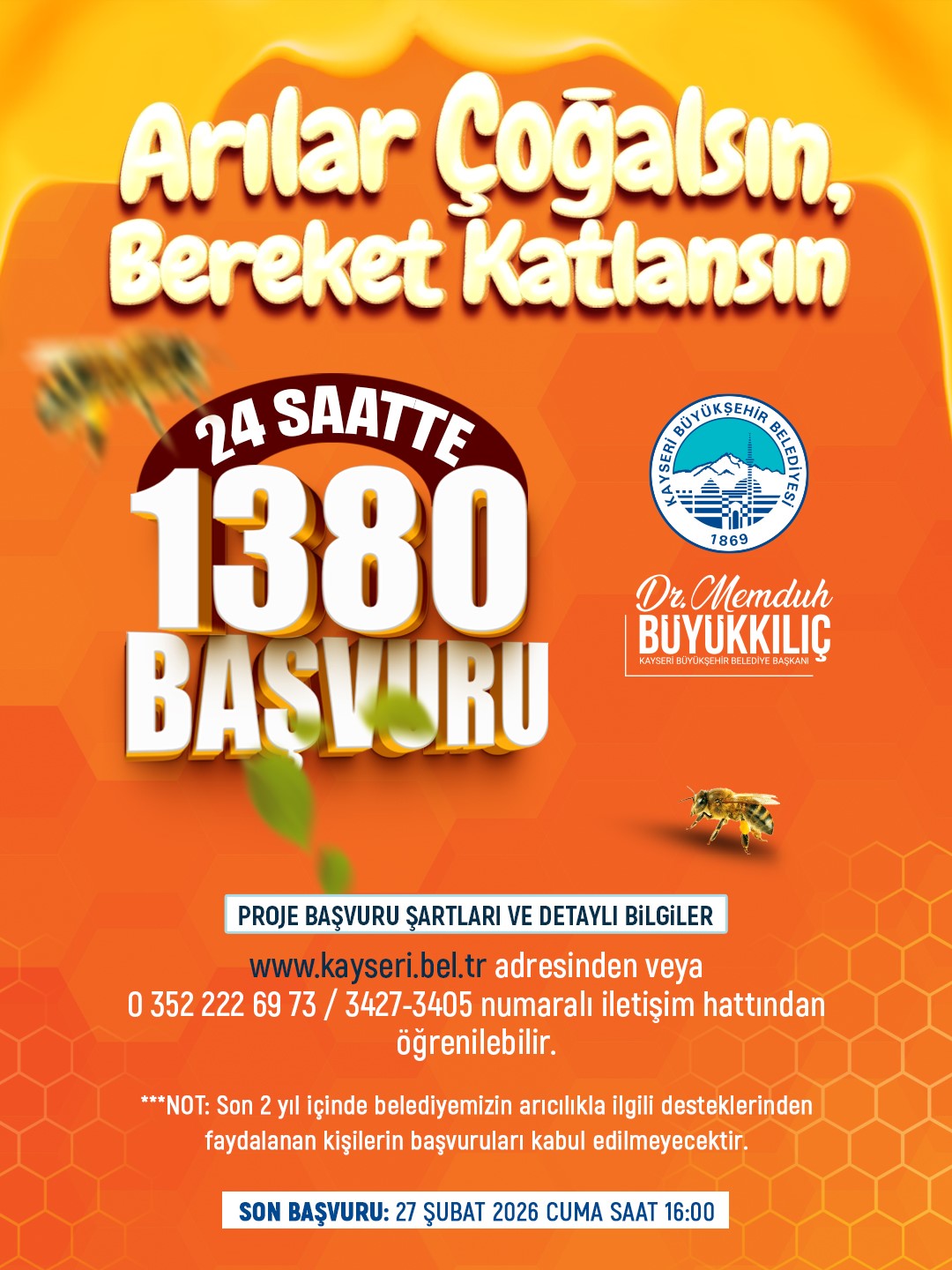 Büyükşehir’in Arılar Çoğalsın Bereket Katlansın Projesi’ne yoğun ilgi: 24 saatte bin 380 başvuru