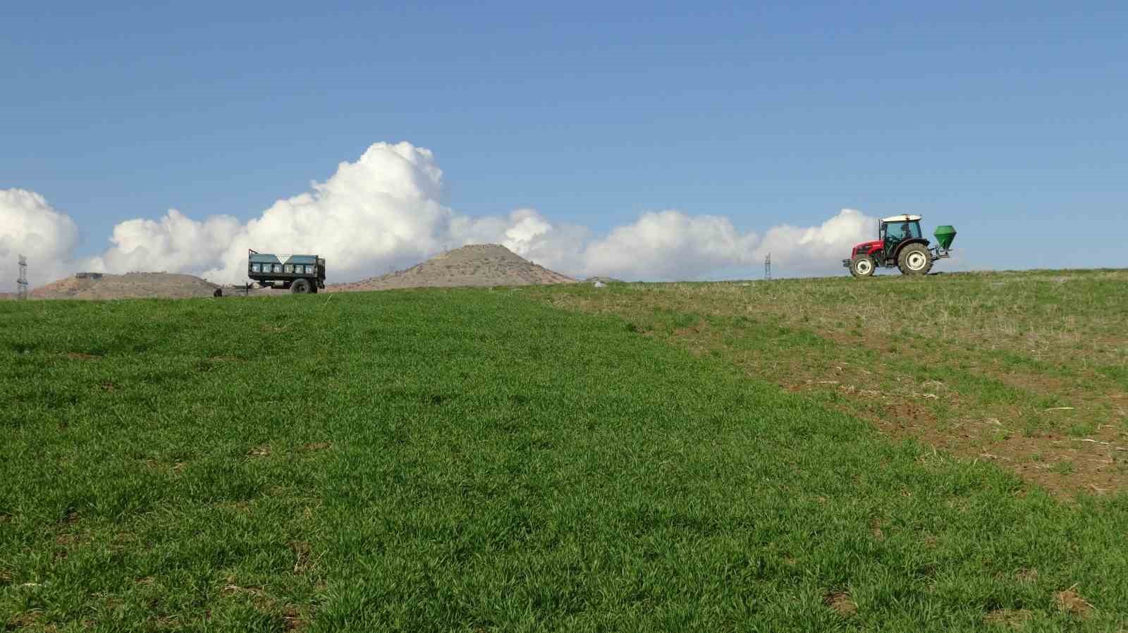 Gerc&uuml;ş&rsquo;te &ccedil;ift&ccedil;ilerin bahar mesaisi başladı: Tarlalar g&uuml;breyle buluşuyor
