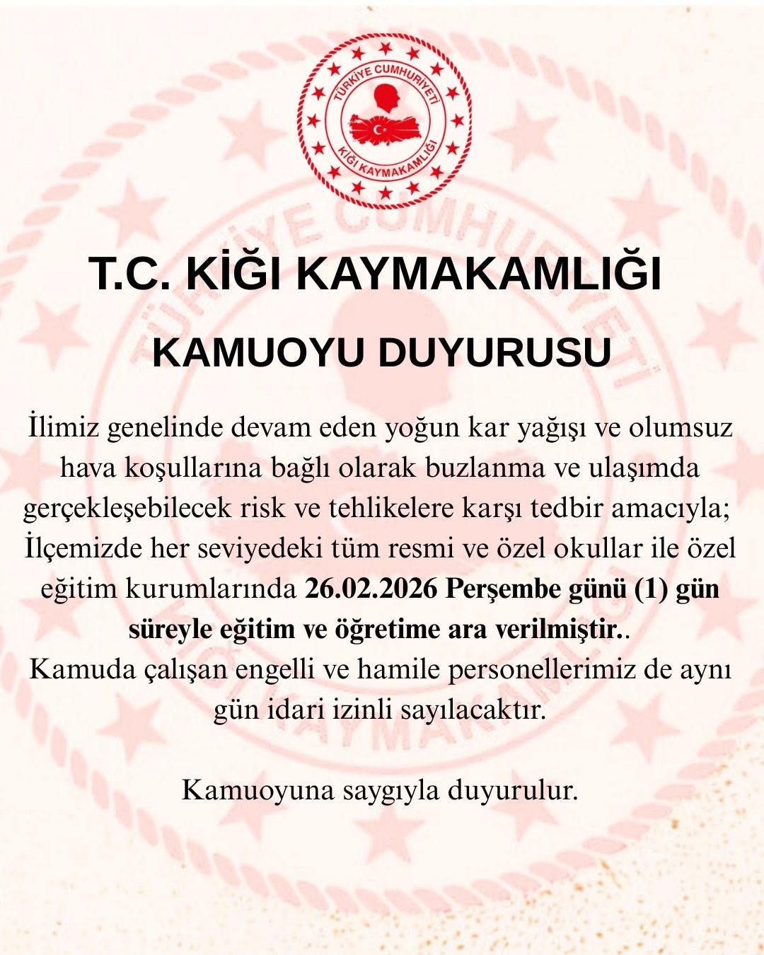 Bing&ouml;l&rsquo;de 2 il&ccedil;ede eğitime kar engeli
