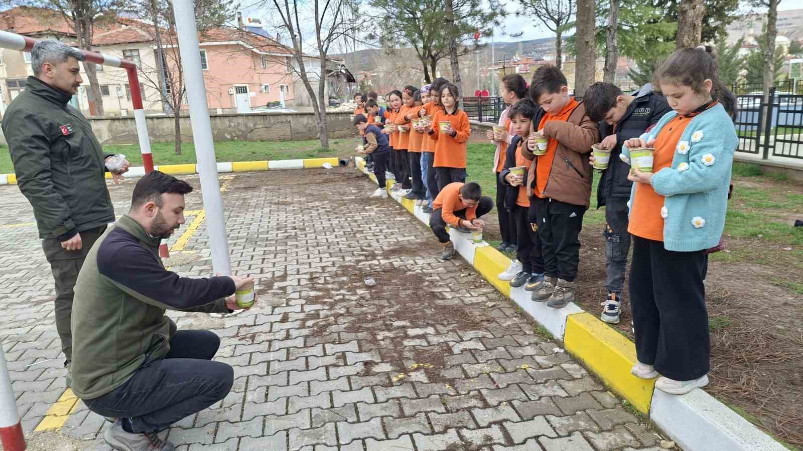 Hisarcık&rsquo;ta minikler saksılarda kara&ccedil;am fidanı yetiştirecek
