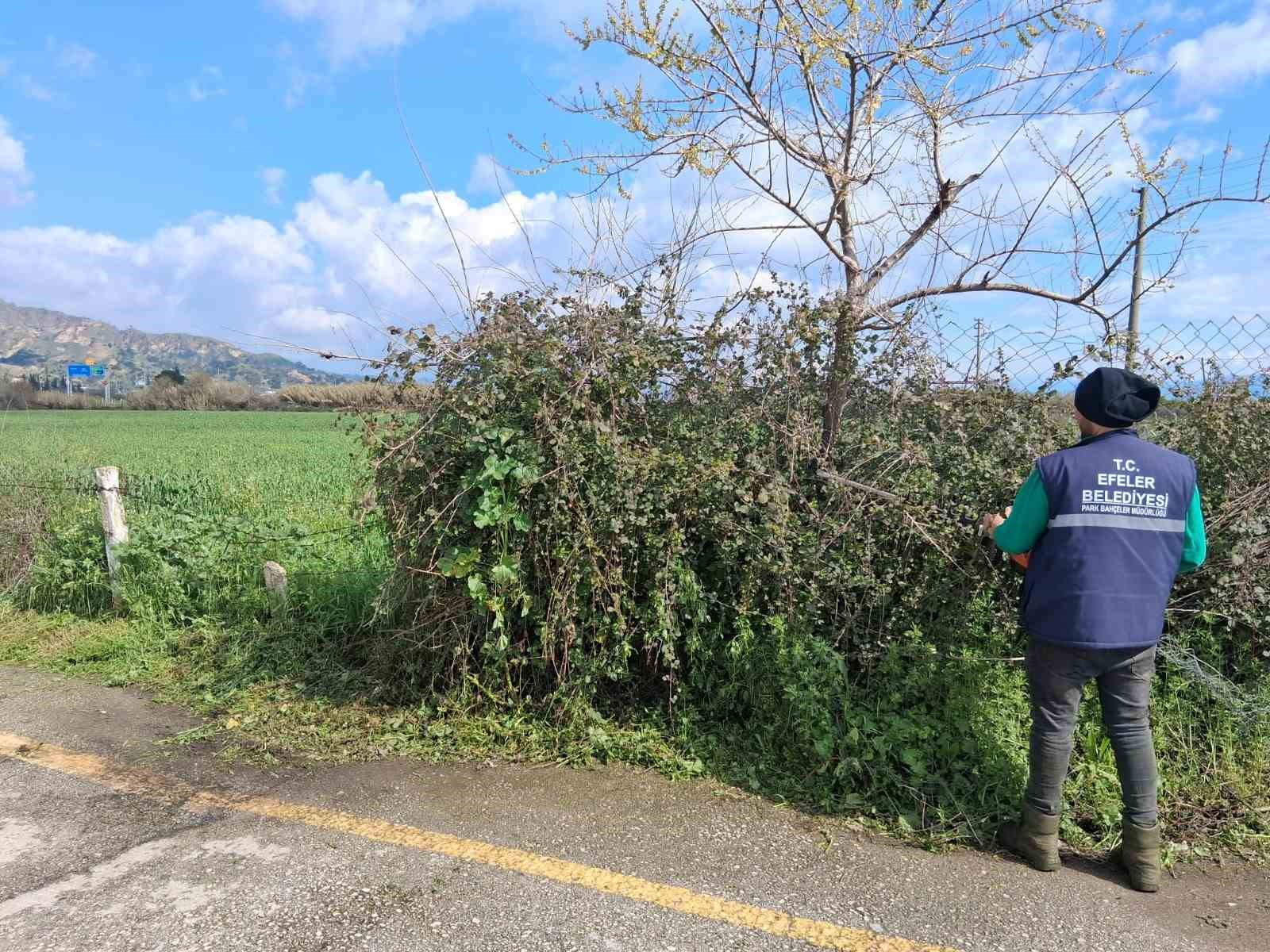 Efeler’in yeşil alanlarında temizlik çalışması sürüyor
