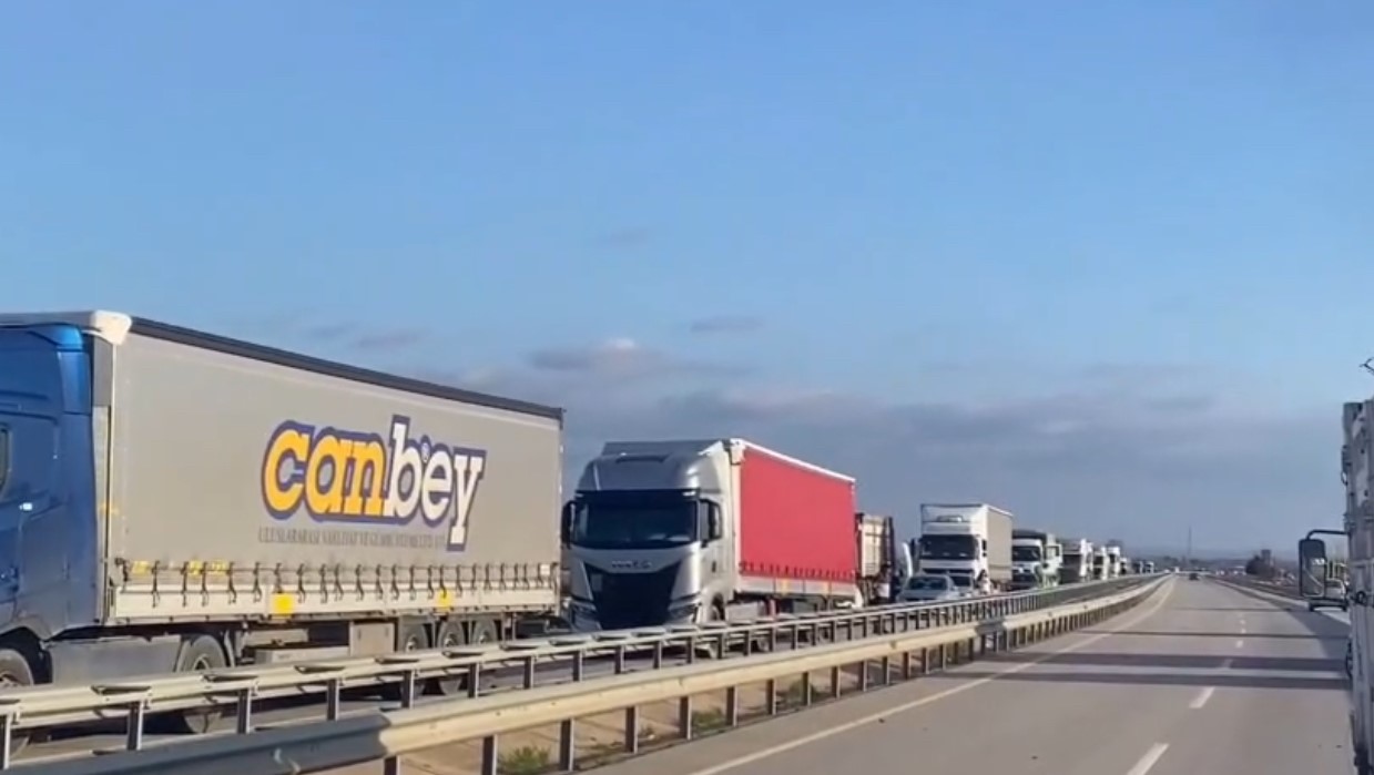 Edirne&rsquo;de domates y&uuml;kl&uuml; tır alev alev yandı
