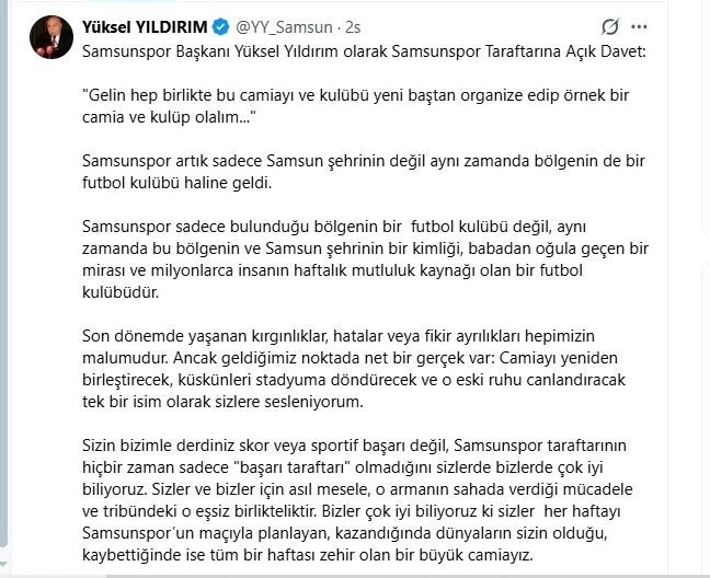 Y&uuml;ksel Yıldırım: "3-5 sene i&ccedil;inde Şampiyonlar Ligi hayalini yaşayalım"
