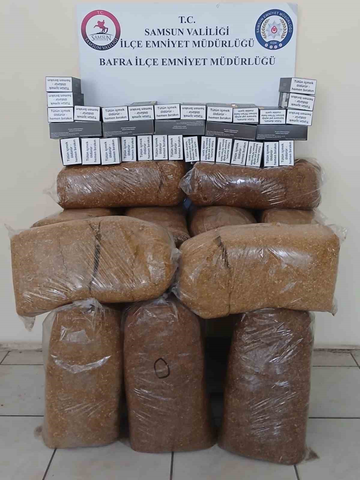 Bafra’da kaçak tütün ve makaron operasyonu