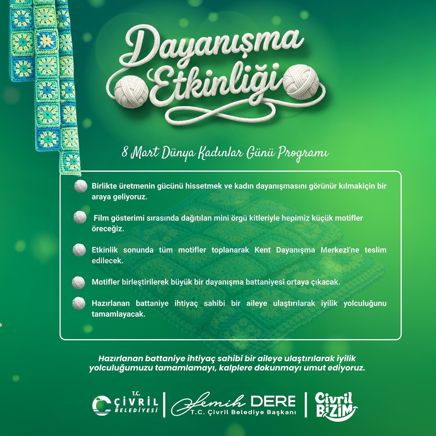 &Ccedil;ivril&rsquo;de 8 Mart&rsquo;a &ouml;zel dayanışma programı
