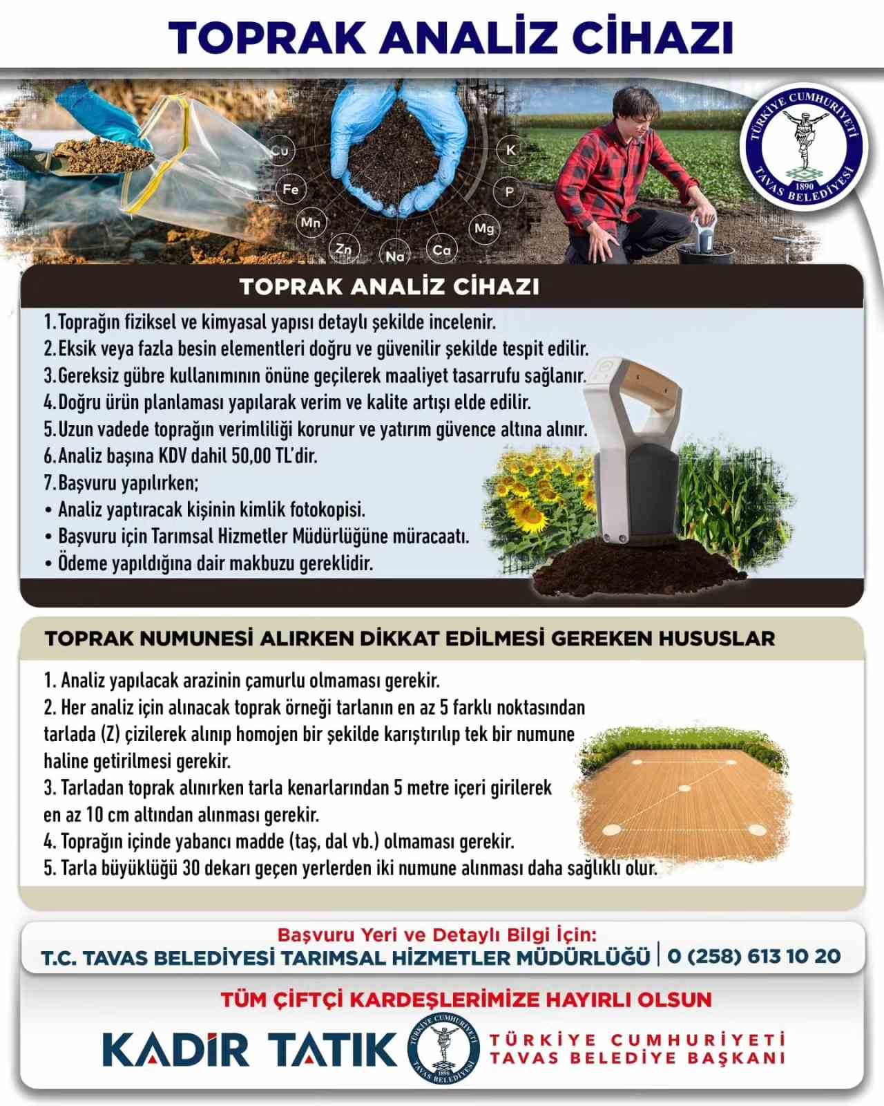 Tavas Belediyesinden &ccedil;ift&ccedil;ilere toprak analizi desteği
