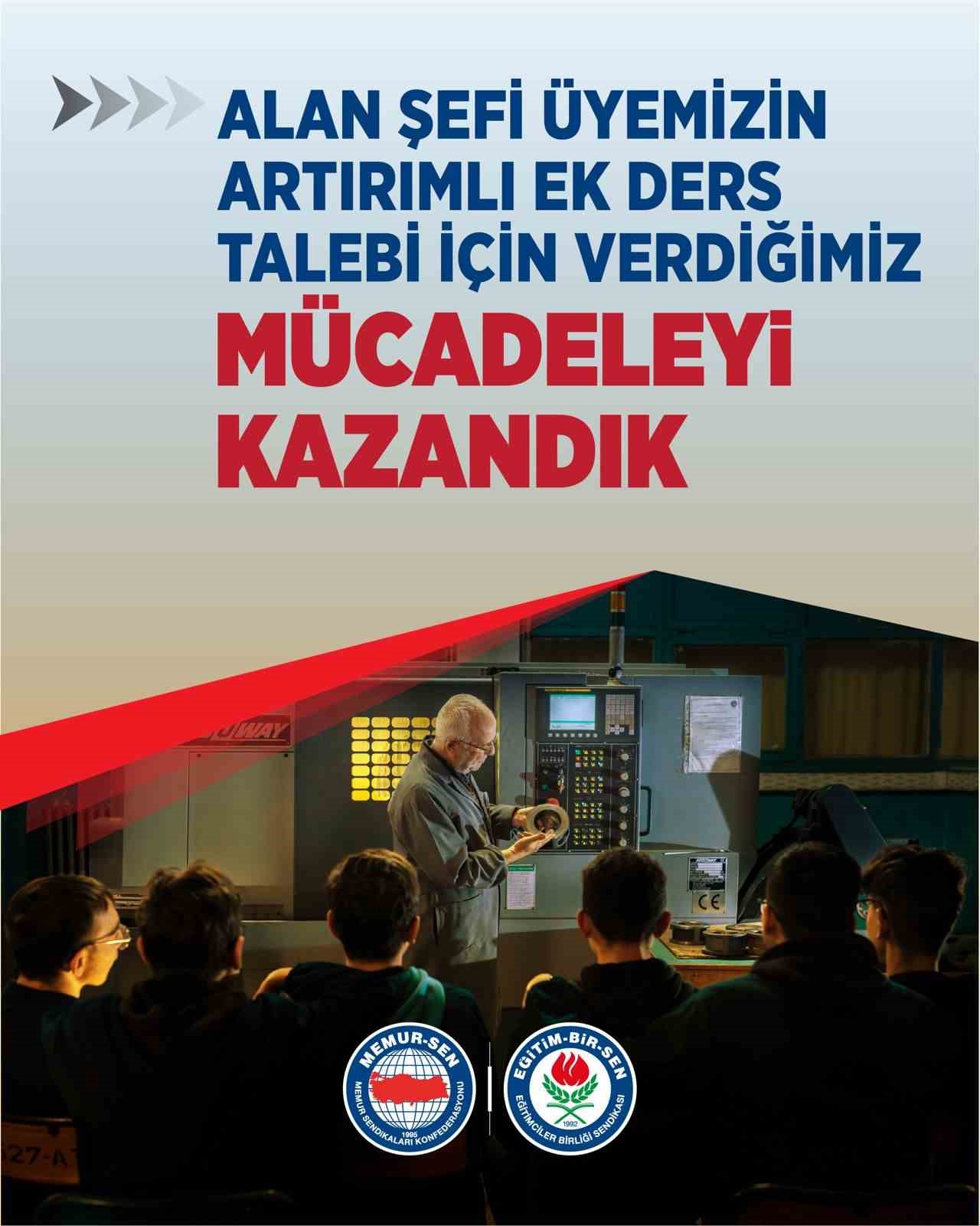 Alan şefi &ouml;ğretmen artırımlı ek ders m&uuml;cadelesini kazandı
