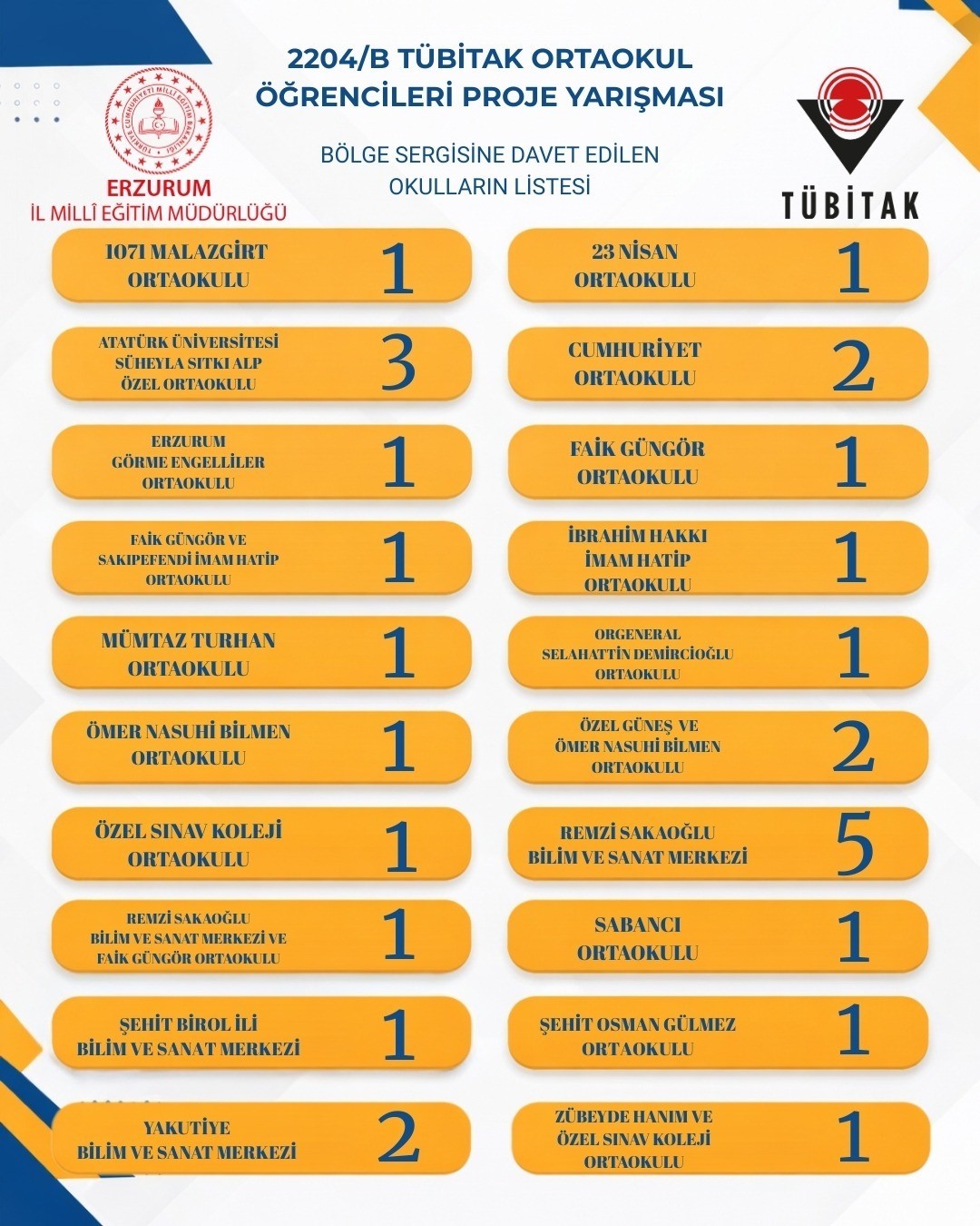 Erzurum, T&Uuml;BİTAK ortaokul proje yarışmasında b&ouml;lge birincisi oldu
