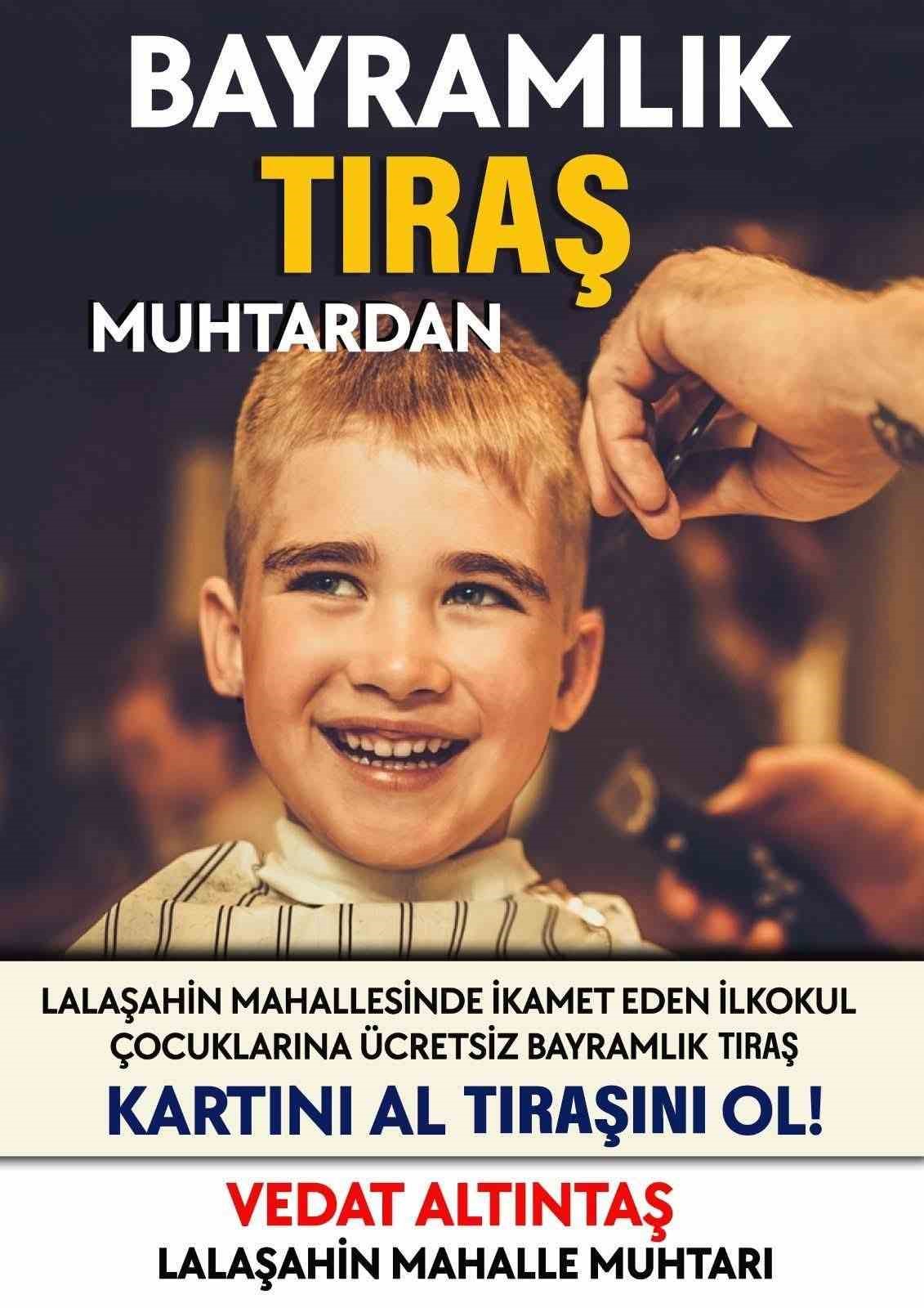 Çocukların bayram tıraşı muhtardan..!