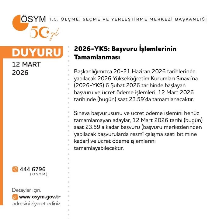 2026-YKS başvuru işlemleri bug&uuml;n sona eriyor

