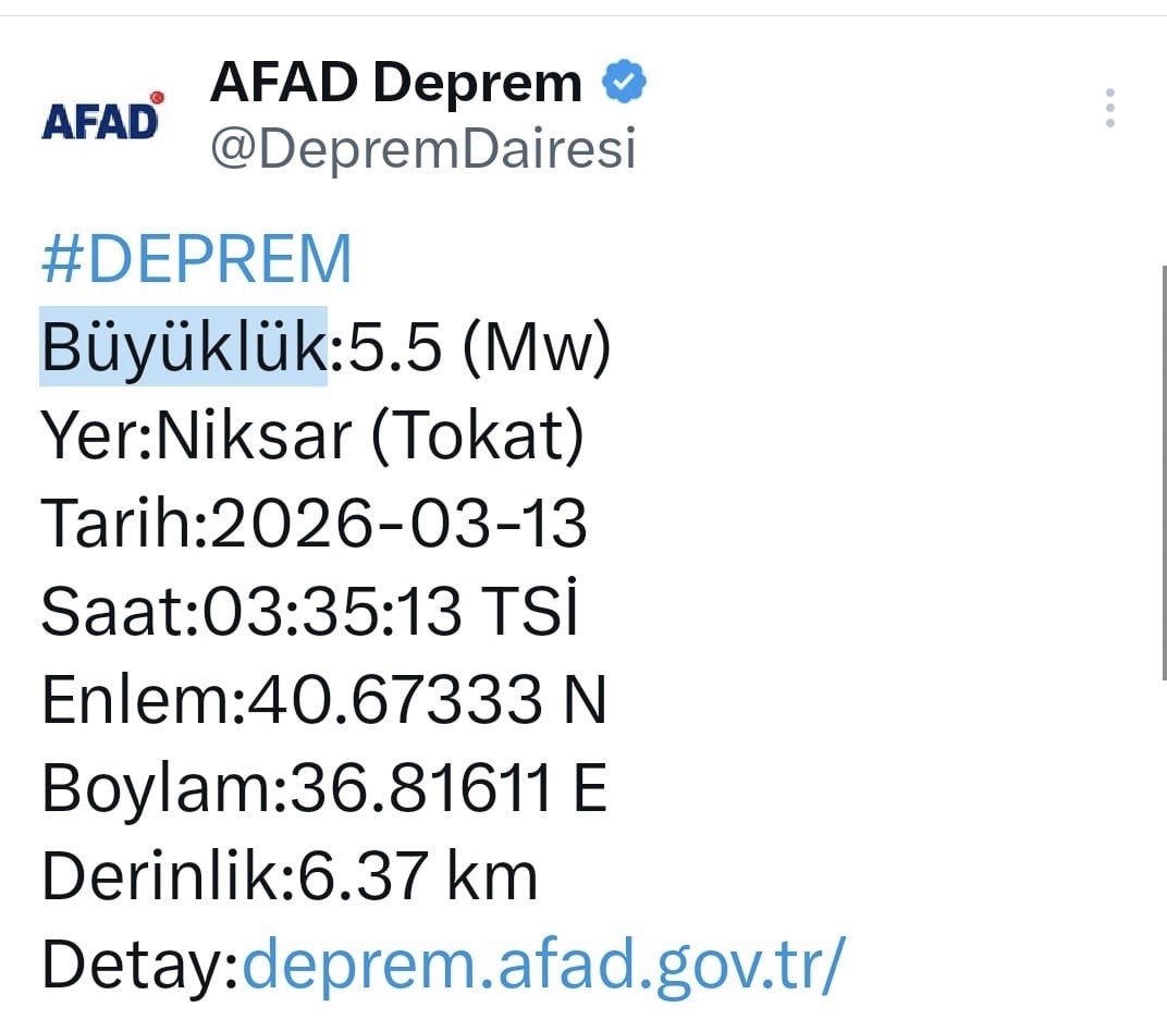 Tokat&rsquo;taki 5.5&rsquo;lik deprem Samsun&rsquo;da da hissedildi
