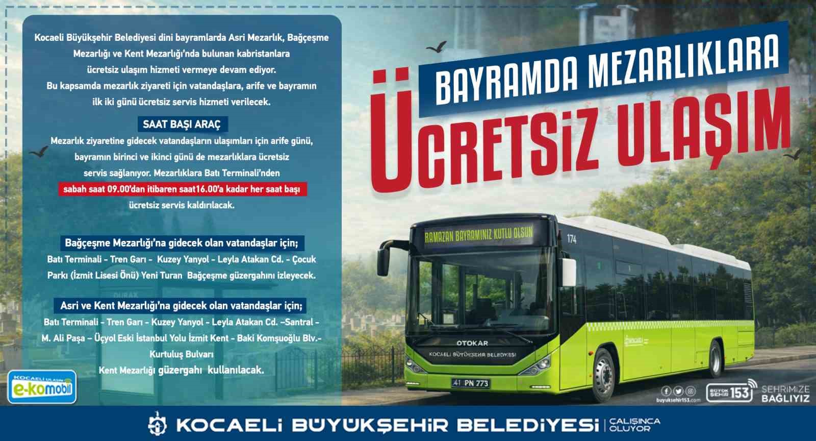 Ramazan Bayramı süresince toplu taşıma ücretsiz olacak