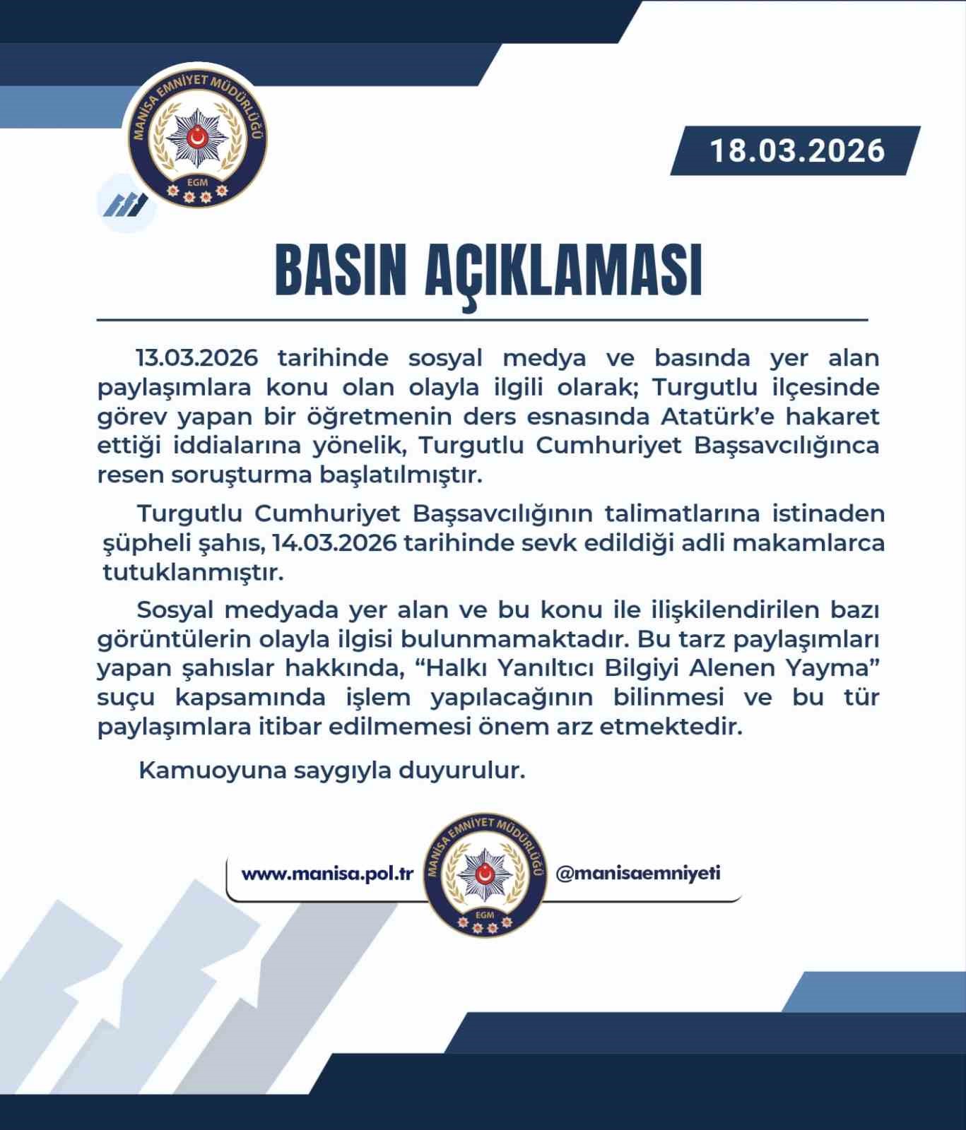 Manisa Emniyeti&rsquo;nden o fotoğrafla ilgili &lsquo;dezenformasyon&rsquo; uyarısı
