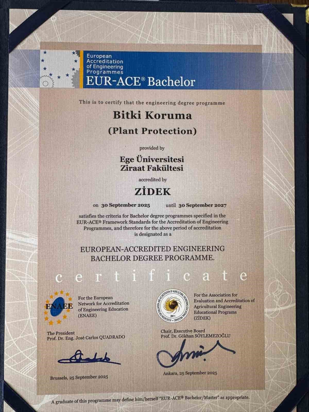 E&Uuml; Ziraat Fak&uuml;ltesi "EUR-ACE Etiketi" alarak kalitesini uluslararası arenada tescilledi
