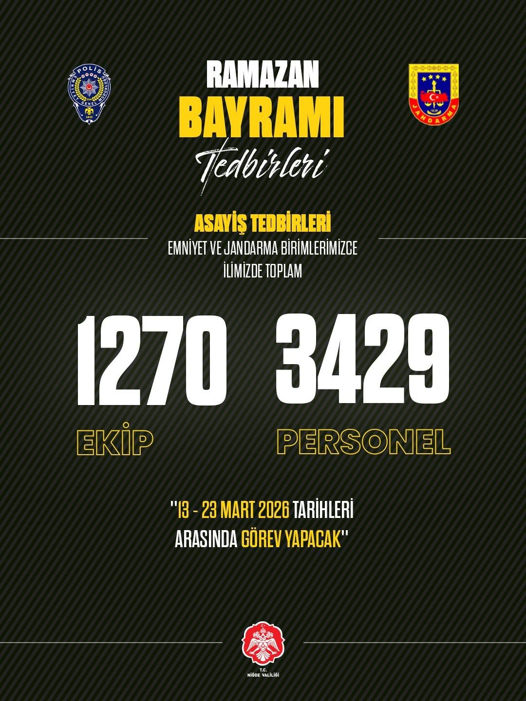 Niğde Valiliği: "Bayram s&uuml;resince t&uuml;m tedbirler alındı"
