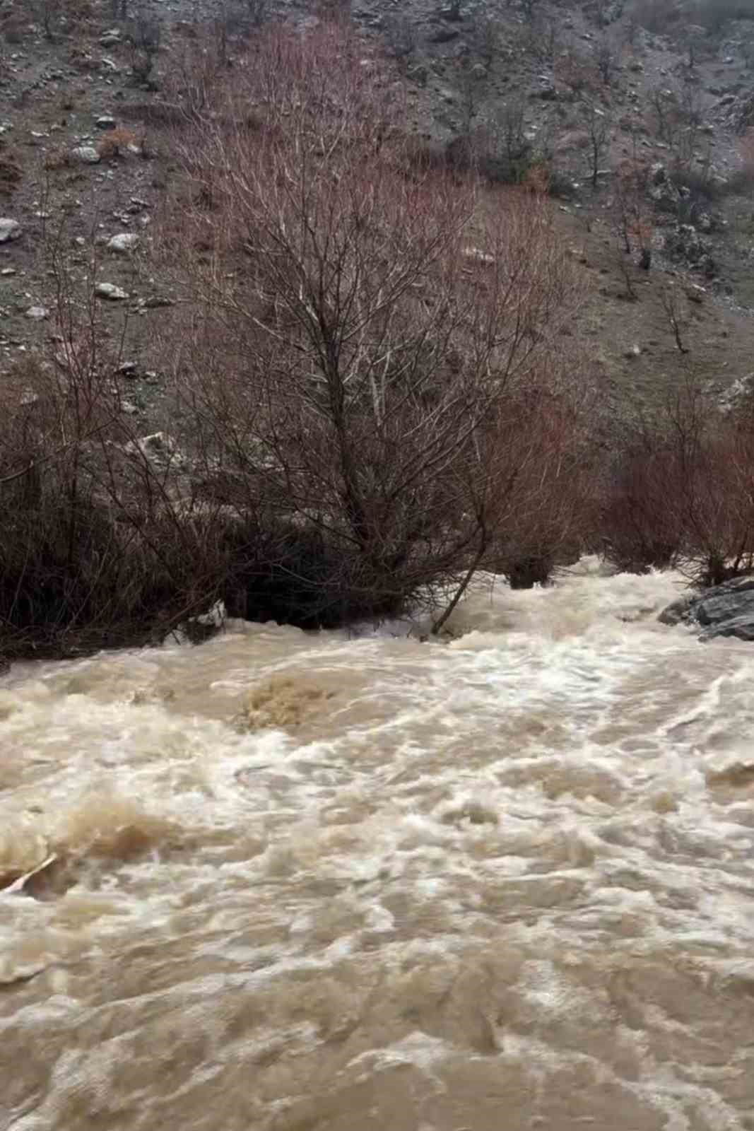 Elazığ’da yağış sonrası dereler coştu