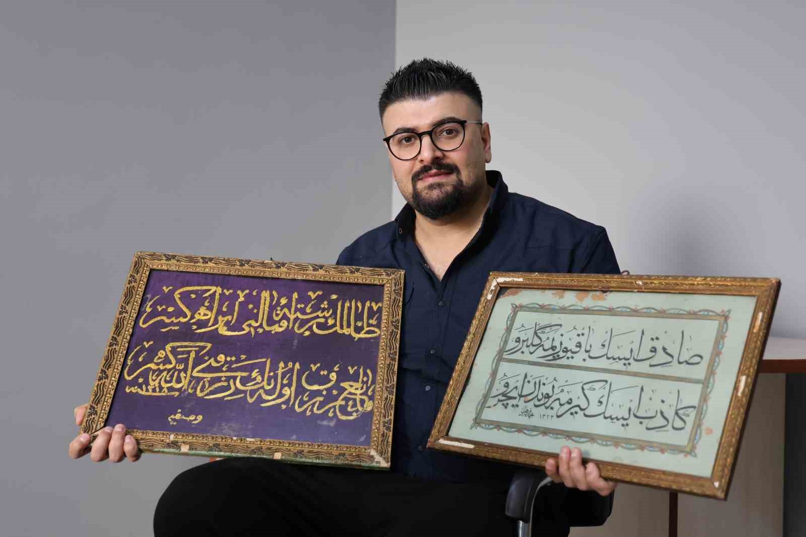 Osmanlı kadınının işlediği 126 yıllık altın sırma hat levhası g&ouml;renleri hayran bıraktı
