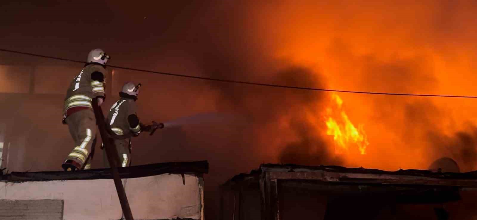Alevlerin geceyi aydınlattığı yangında ev ve otomobil k&uuml;le d&ouml;nd&uuml;
