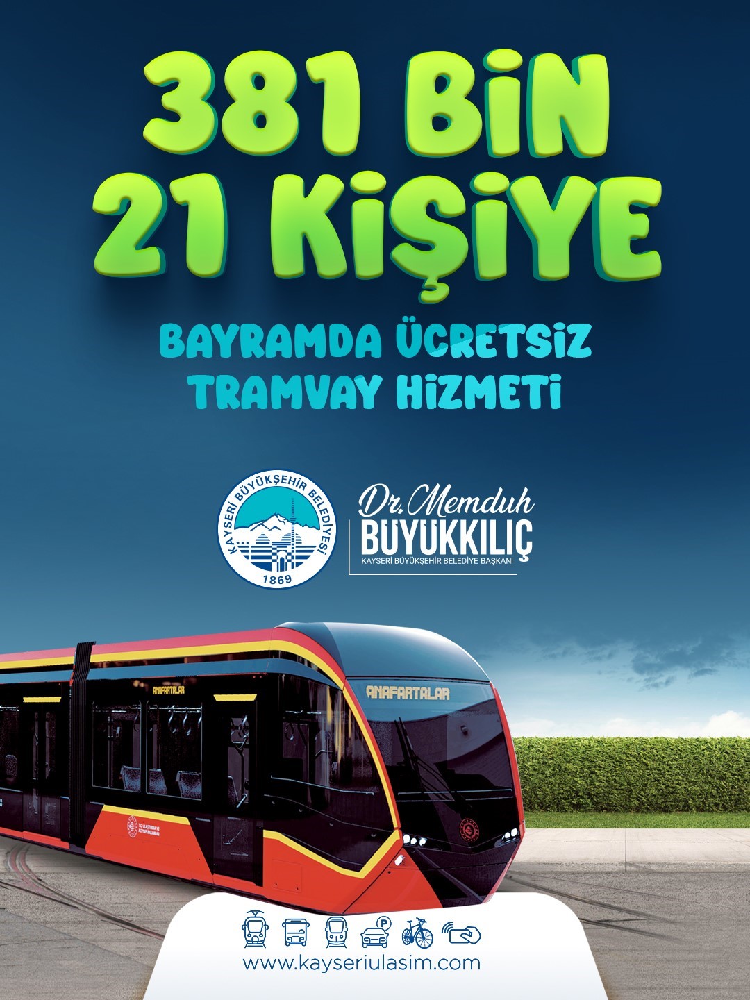 Başkan Büyükkılıç: "Bayramda 381 bin kişiye ücretsiz tramvay sağladık"