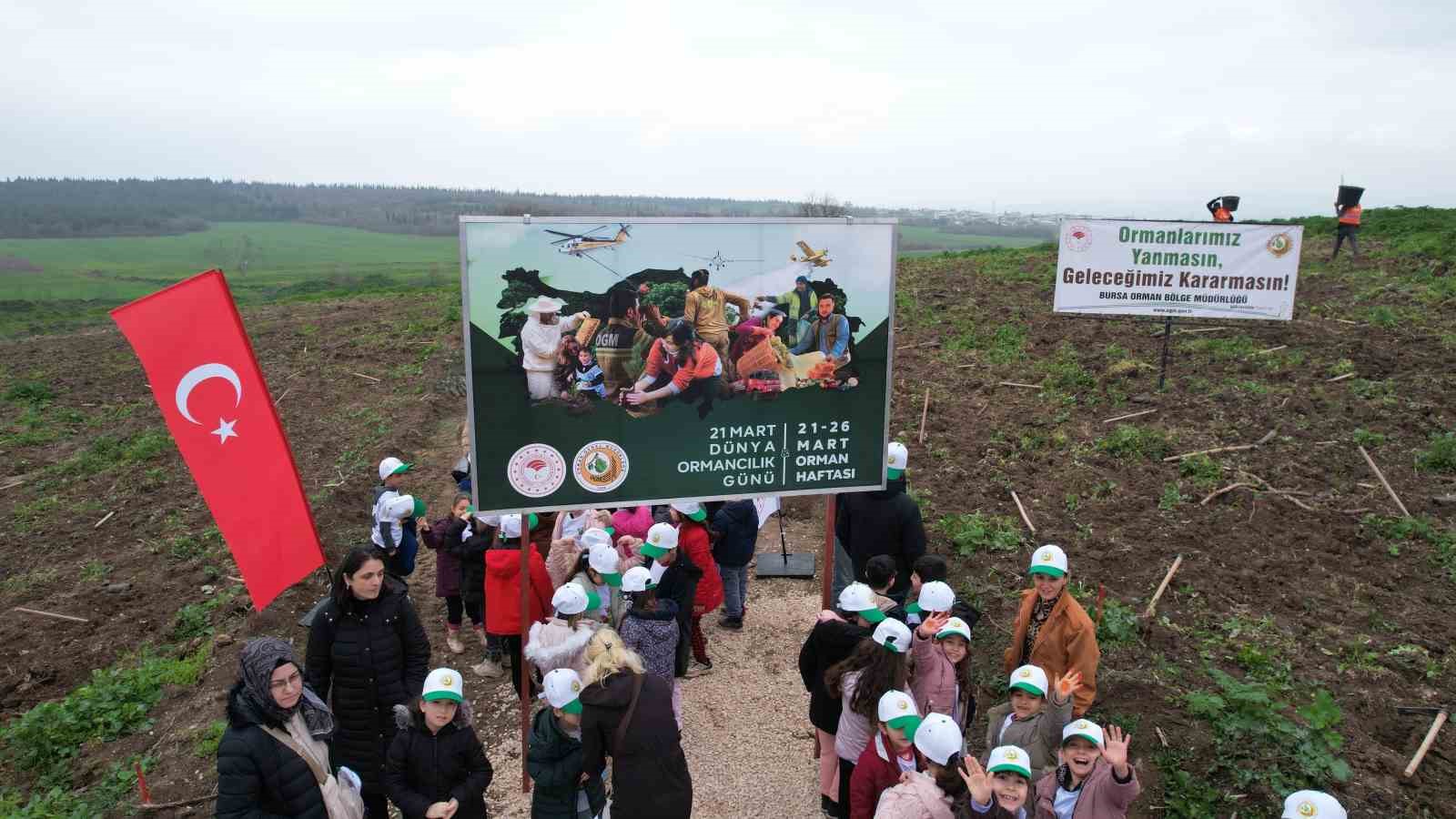 Bursa&rsquo;da 2 yıl &ouml;nce yanan 80 hektarlık alan ağa&ccedil;landırıldı
