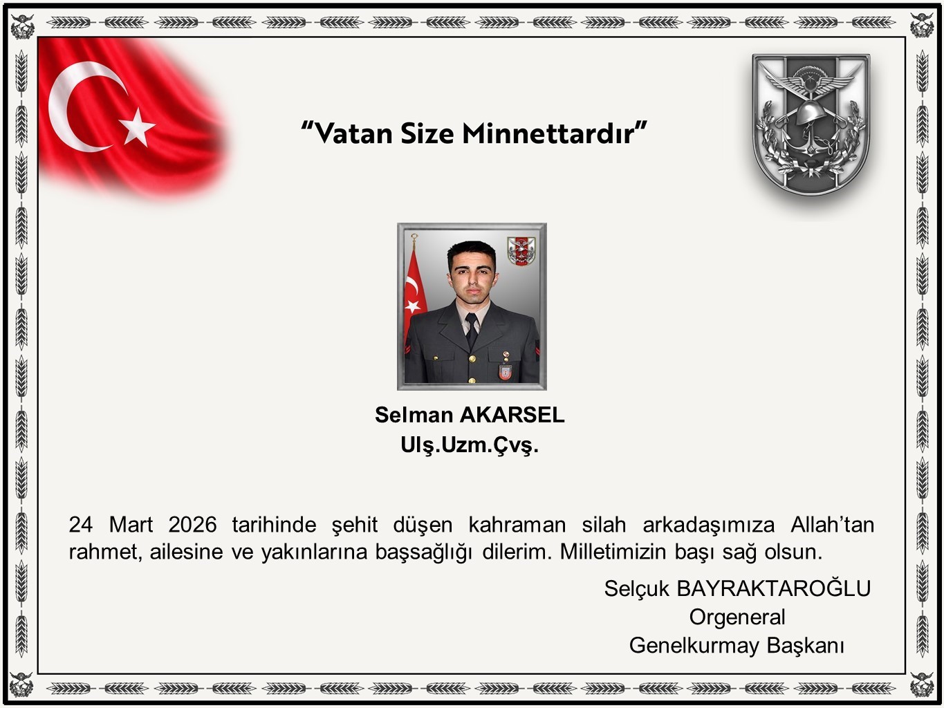 MSB: Ağrı’da 1 asker şehit oldu