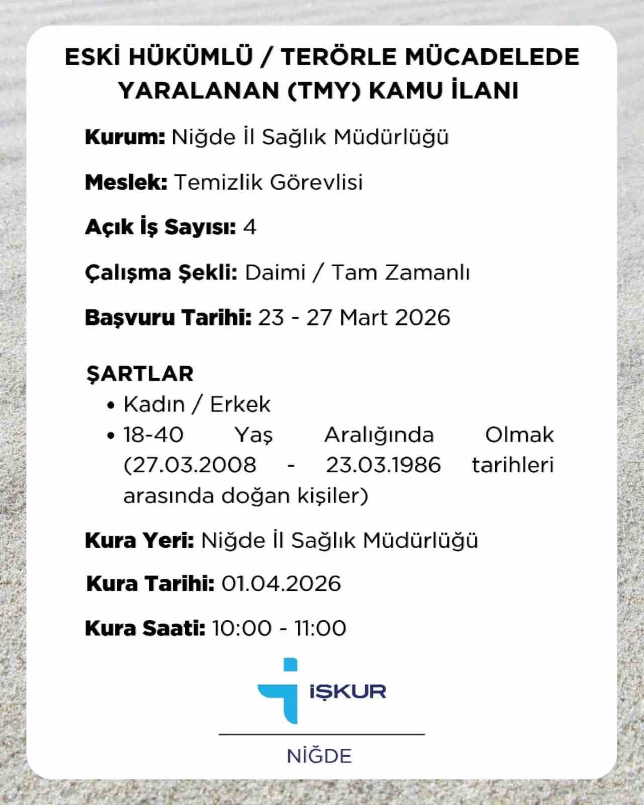 Niğde&rsquo;de kamu kurumlarına 4 daimi, 110 ge&ccedil;ici personel alımı yapılacak
