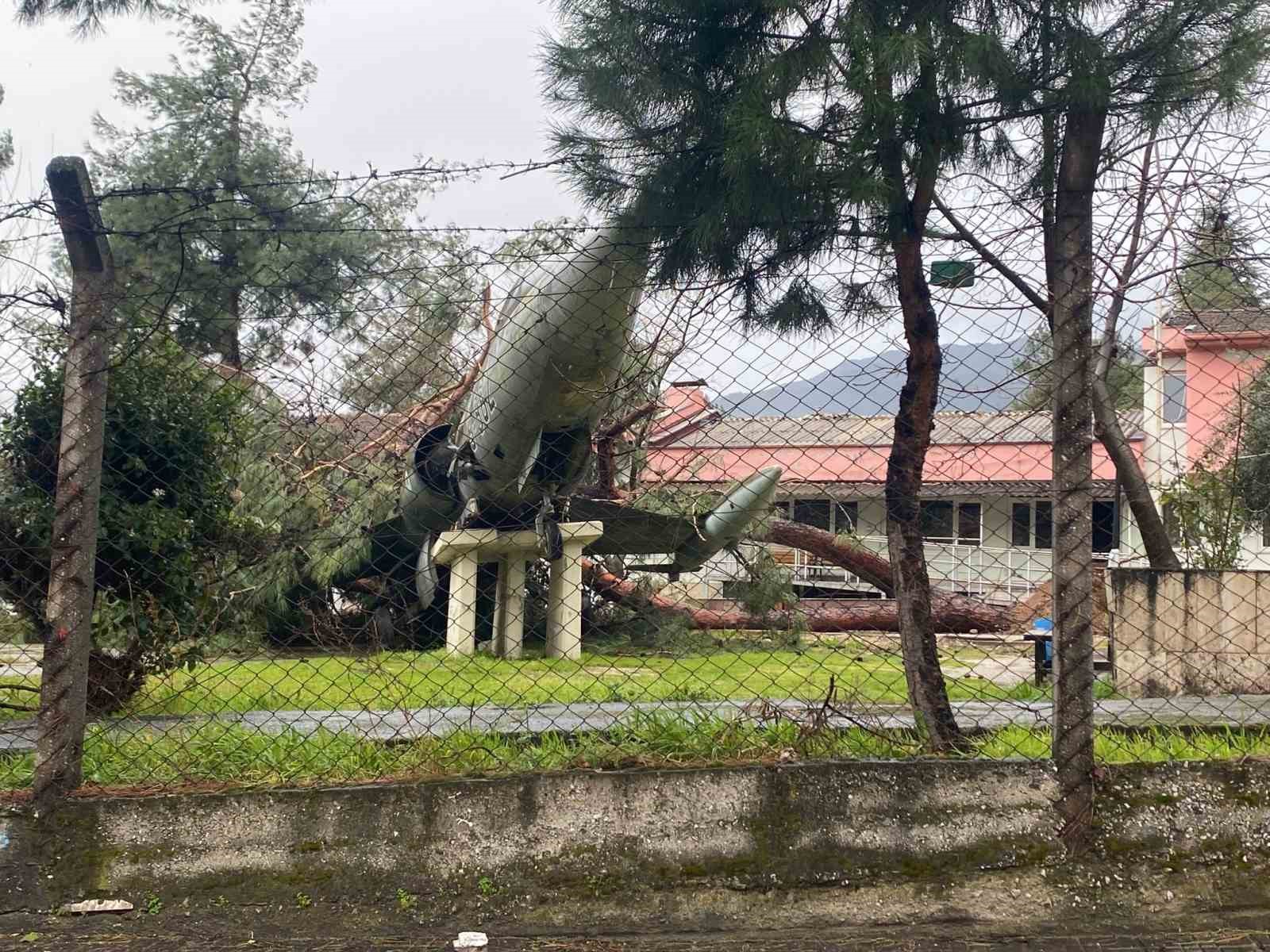 &Uuml;zerine ağa&ccedil; d&uuml;şen u&ccedil;ak zarar g&ouml;rd&uuml;
