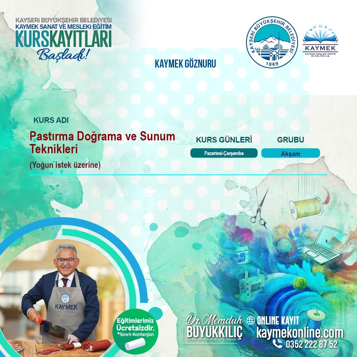 AB tescilli Kayseri pastırması için özel kurs