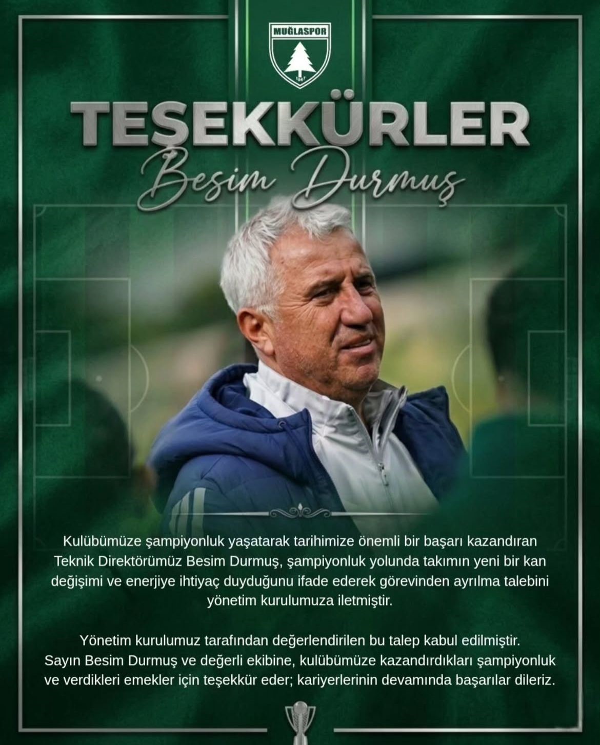 Muğlaspor&rsquo;da Besim Durmuş d&ouml;nemi sona erdi
