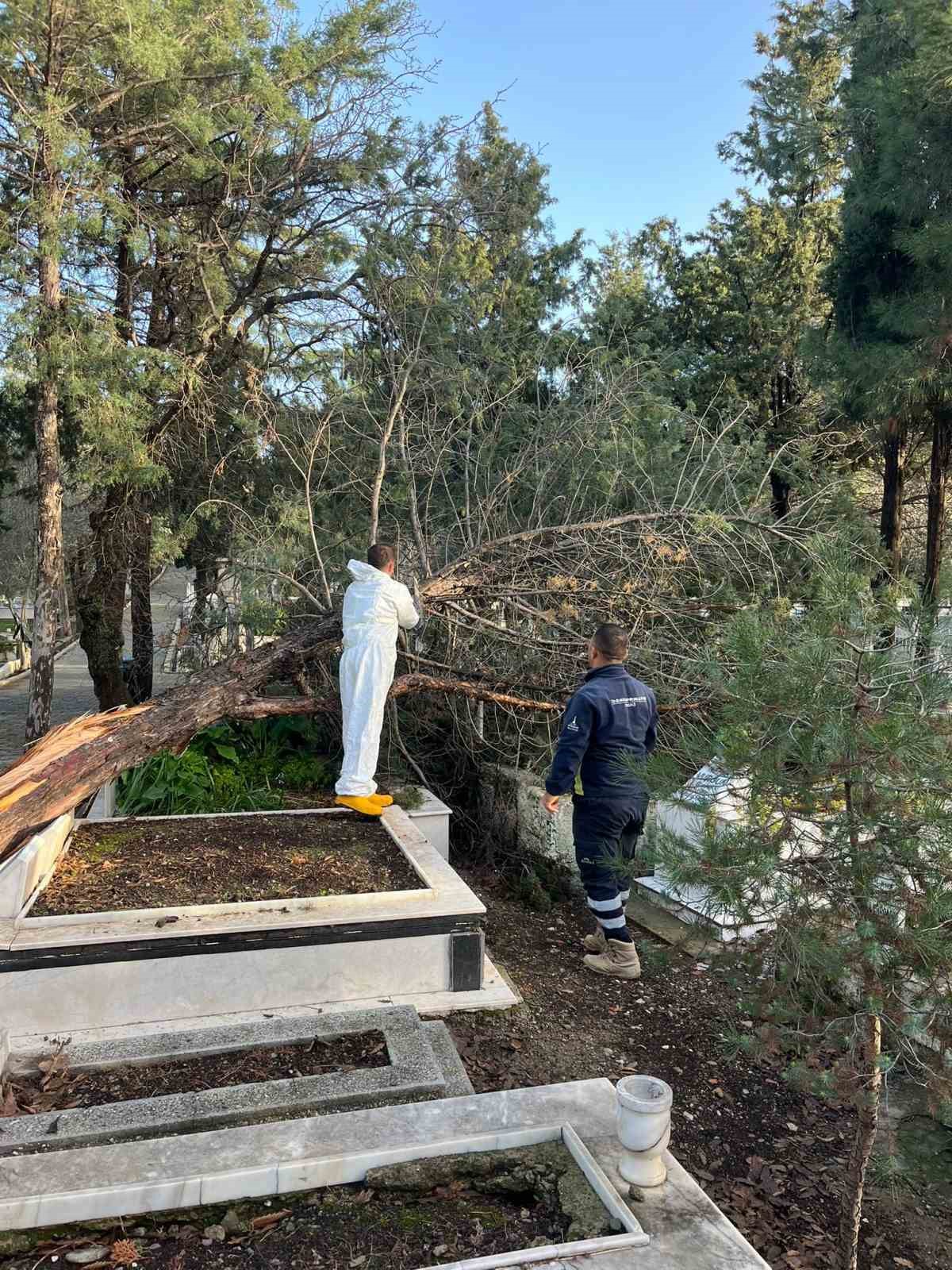 Fırtınadan zarar g&ouml;ren mezarlıklar onarılıyor
