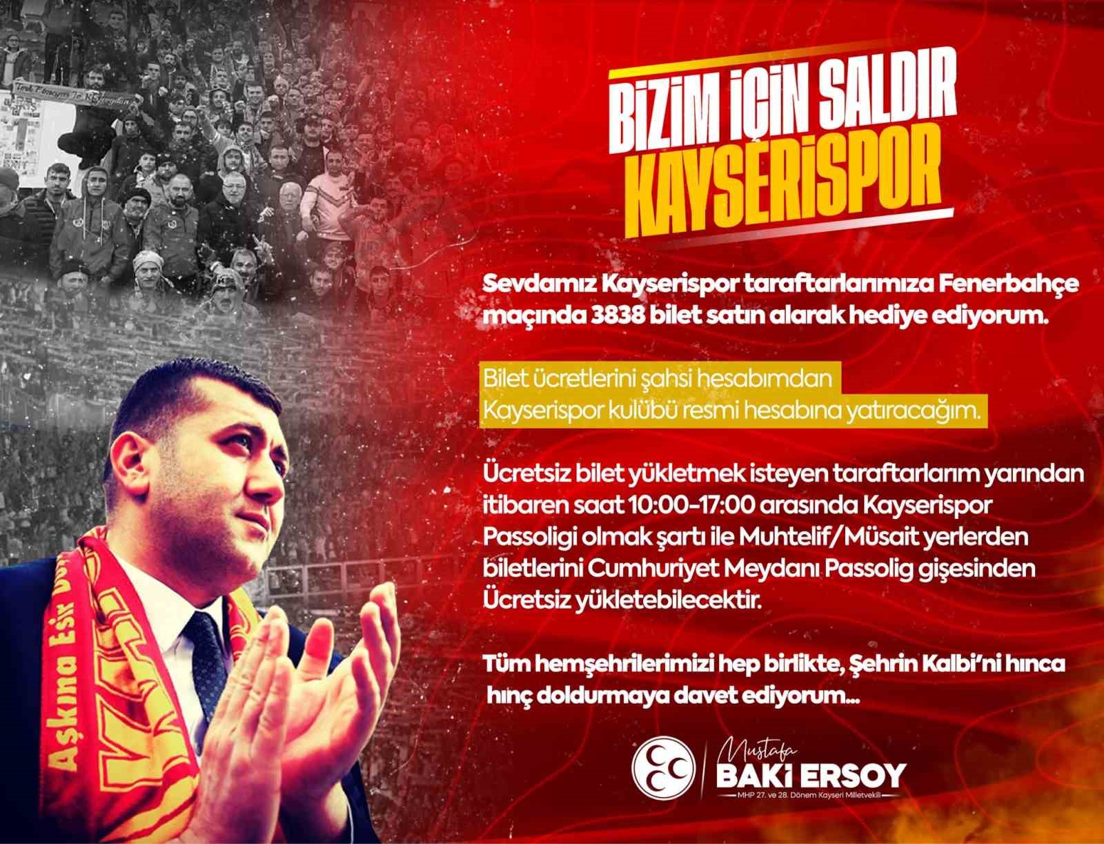 Kayserispor taraftarına bilet jesti