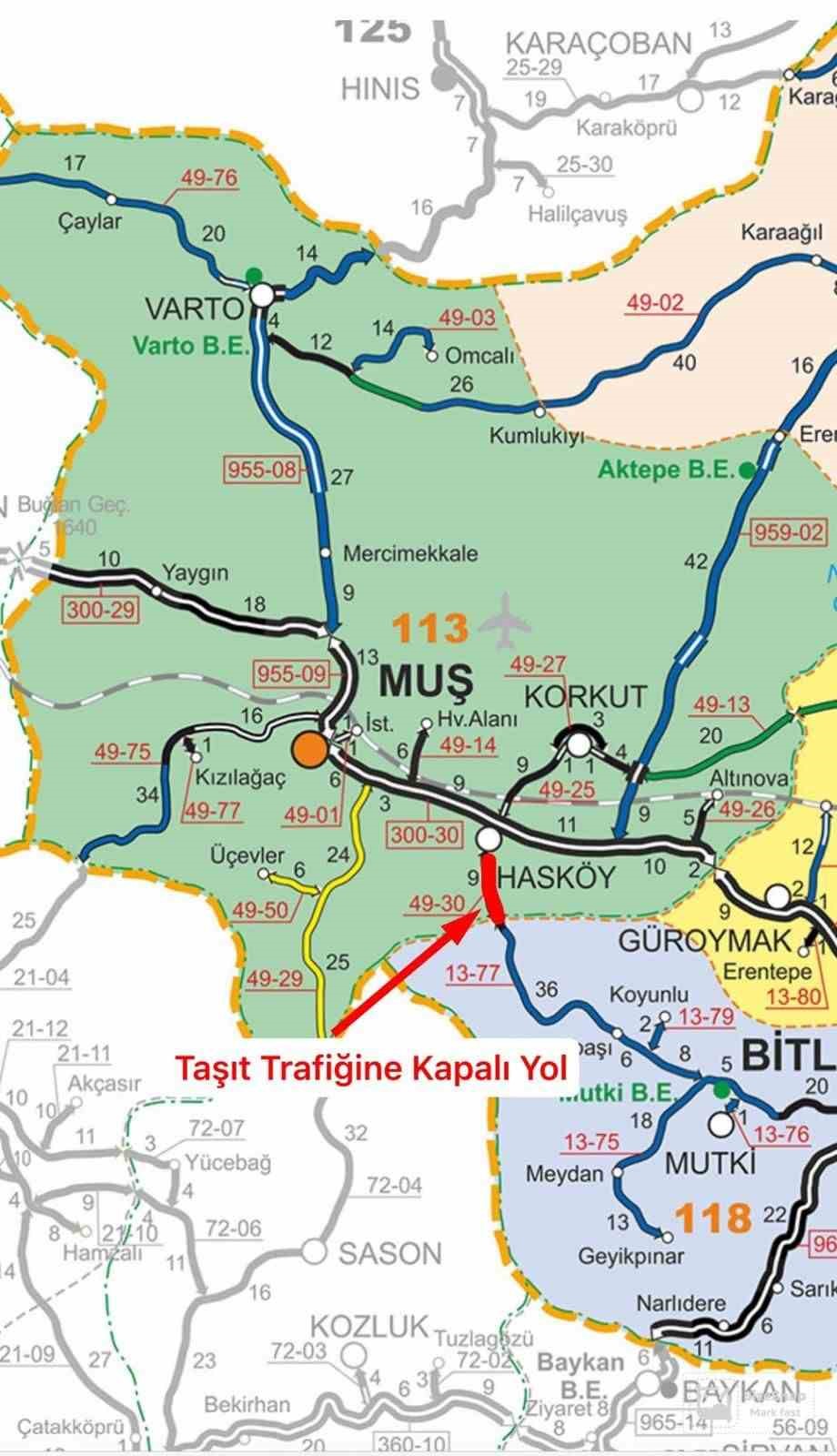 Hask&ouml;y-Mutki yolu tipi nedeniyle ulaşıma kapatıldı
