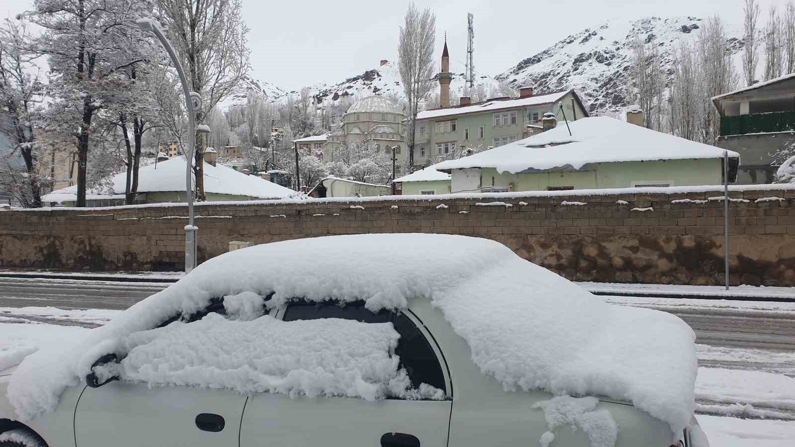 Başkale&rsquo;de nisan ayında kar yağışı
