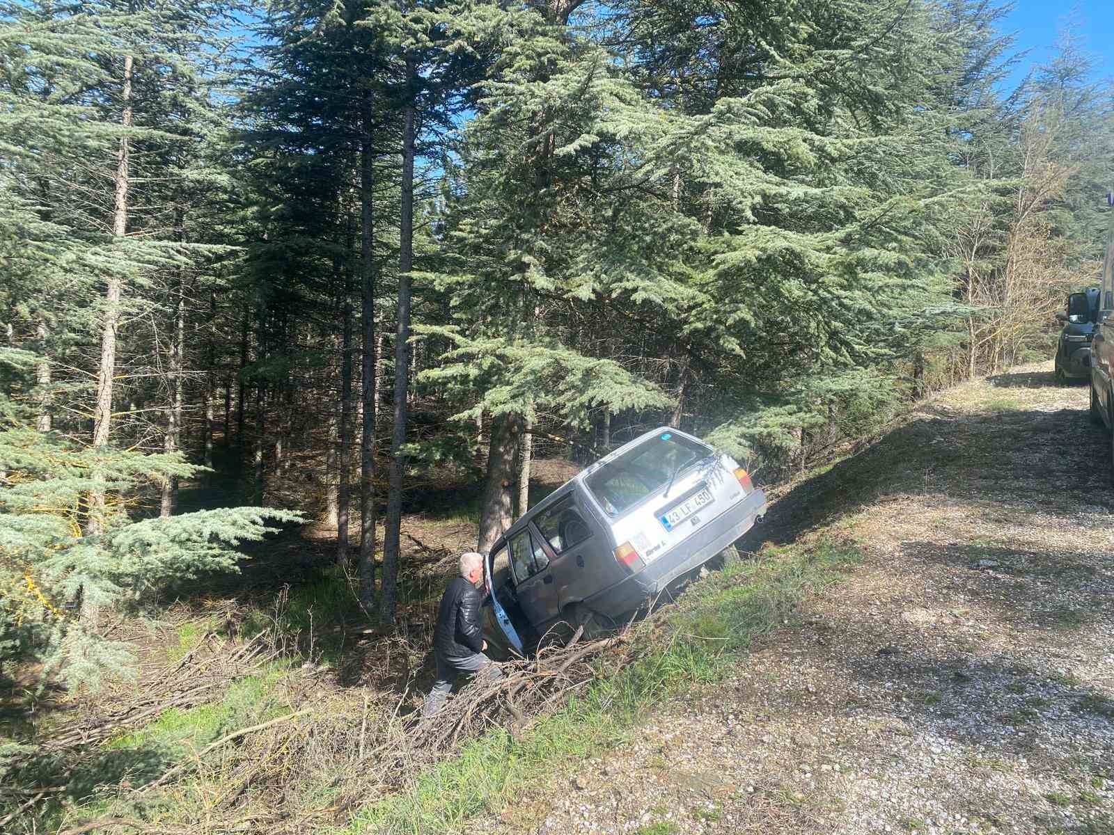 S&uuml;r&uuml;c&uuml;s&uuml;n&uuml;n direksiyon h&acirc;kimiyetini kaybettiği otomobil ormanlık alana savruldu
