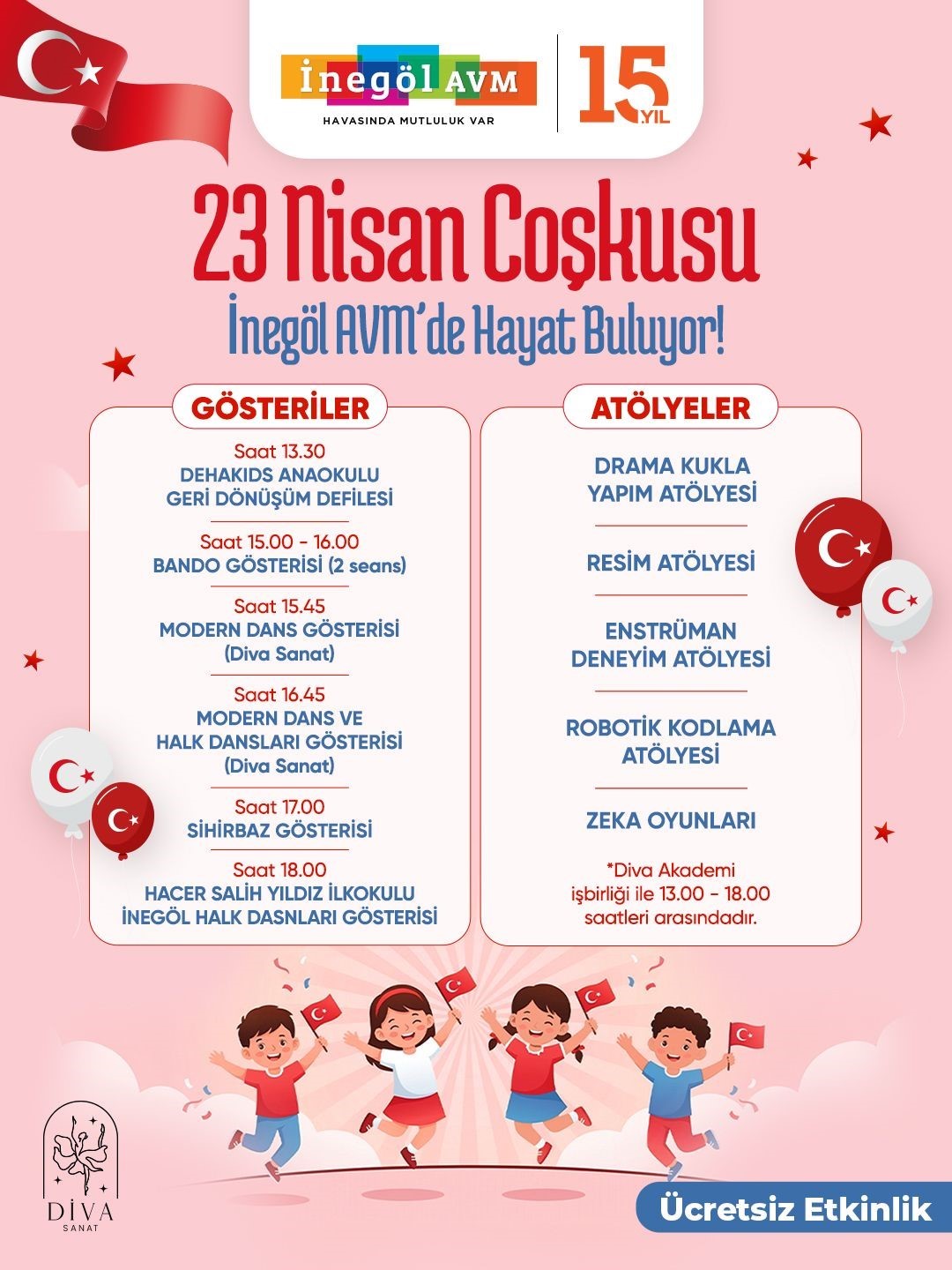 Nisan ayı İneg&ouml;l AVM&rsquo;de &ccedil;ocuklar i&ccedil;in bayram coşkusuna d&ouml;n&uuml;ş&uuml;yor
