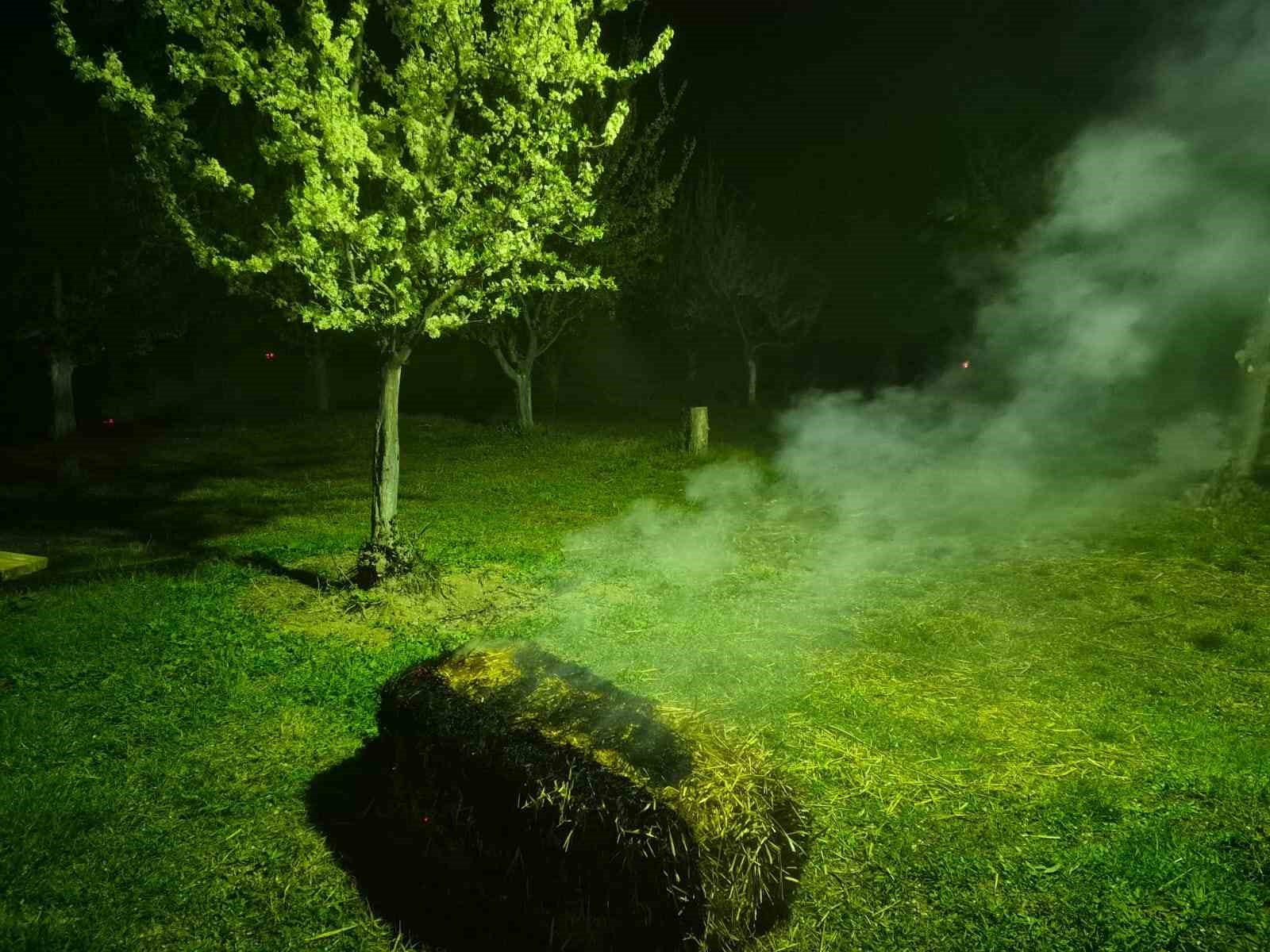 Iğdır’da çiftçiler meyve ağaçlarını dumanlama yöntemi ile soğuktan korudu