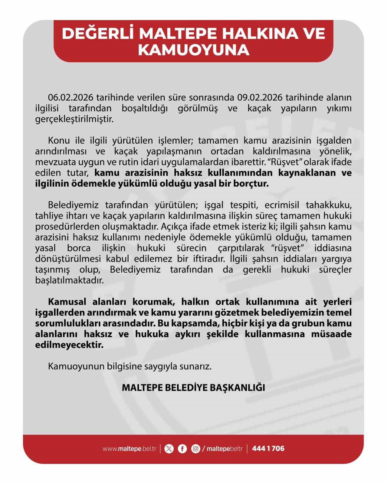 Maltepe Belediyesinden arsa iddialarıyla ilgili açıklama