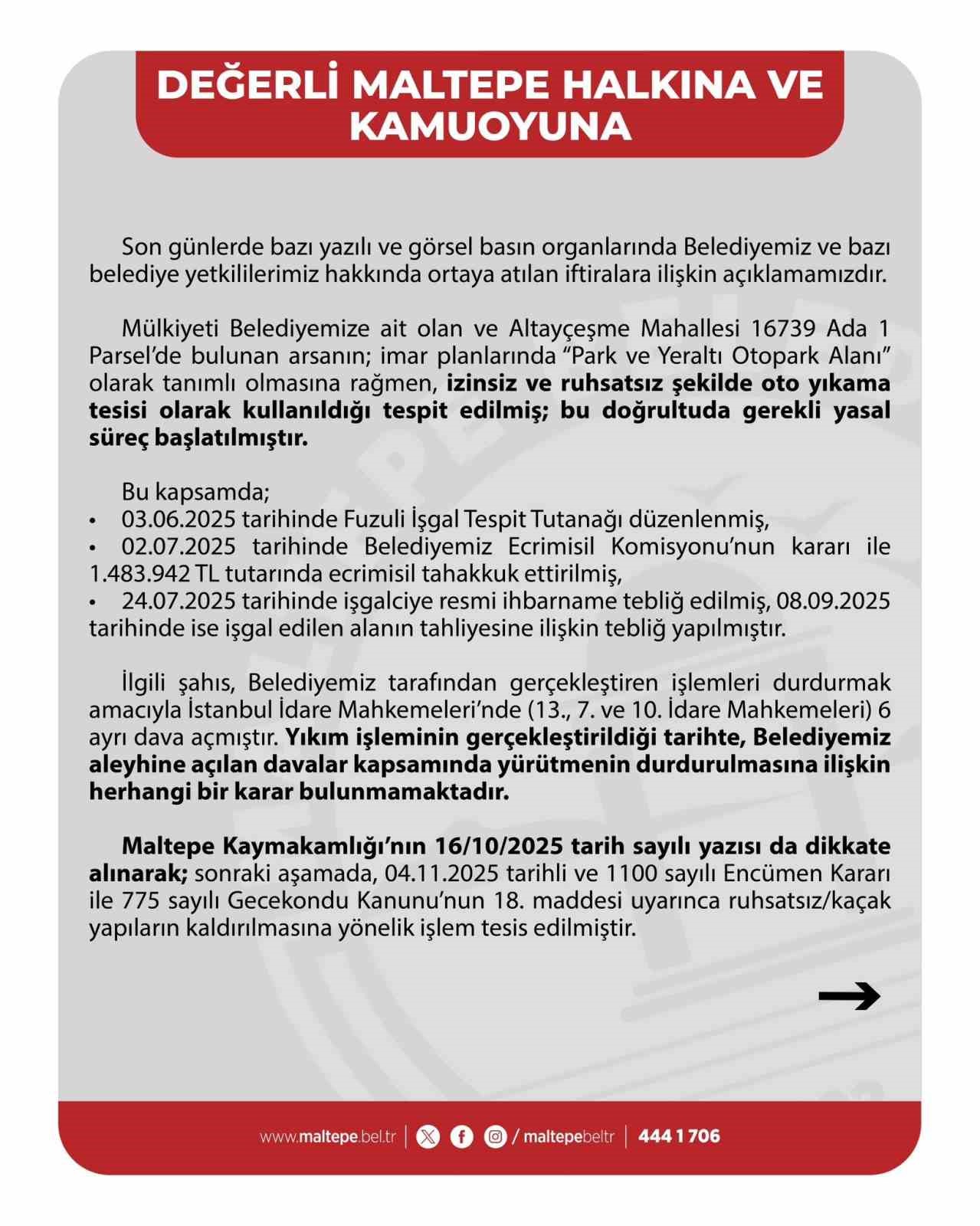 Maltepe Belediyesinden arsa iddialarıyla ilgili a&ccedil;ıklama
