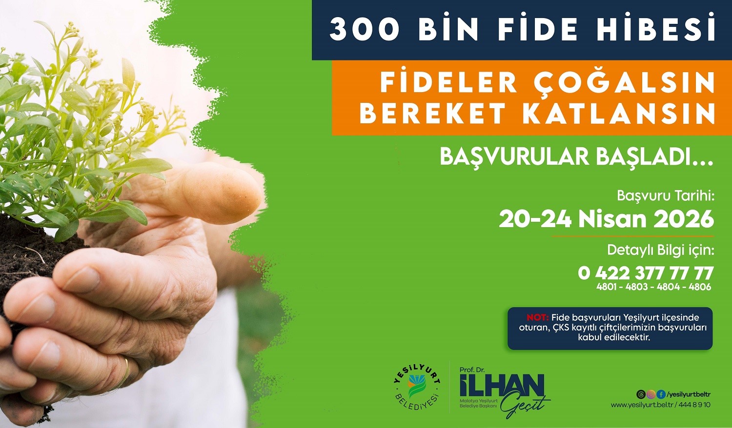 Yeşilyurt Belediyesi 300 bin adet fide dağıtımı yapacak