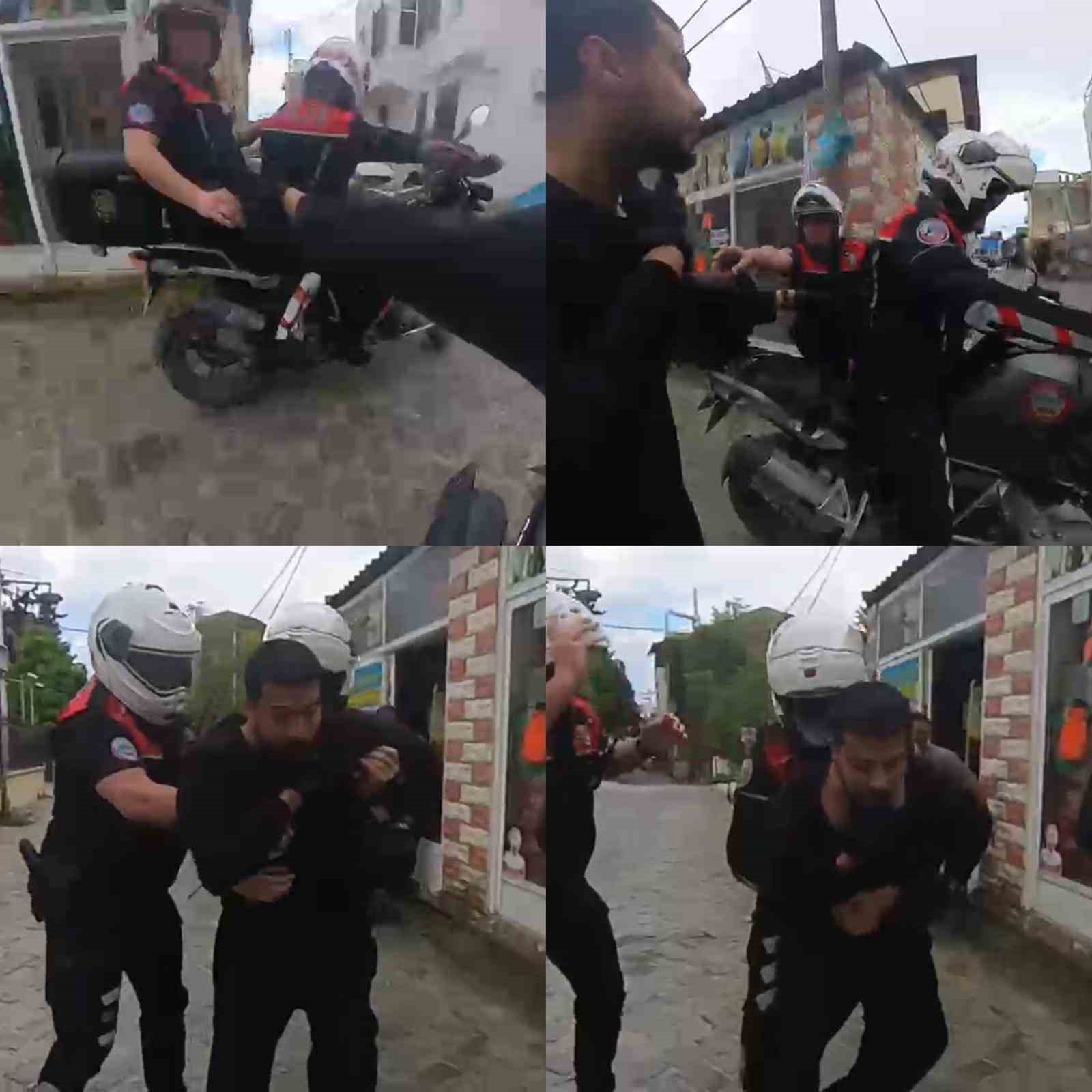 Boğazına şeker ka&ccedil;an motorcuyu, polis Heimlich manevrasıyla kurtardı
