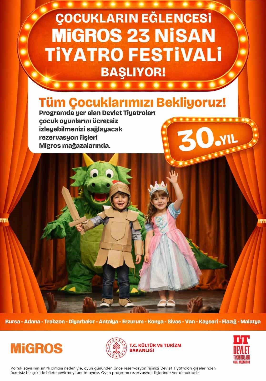 Migros’un geleneksel ‘23 Nisan Tiyatro Festivali’ 30’uncu kez gerçekleşecek