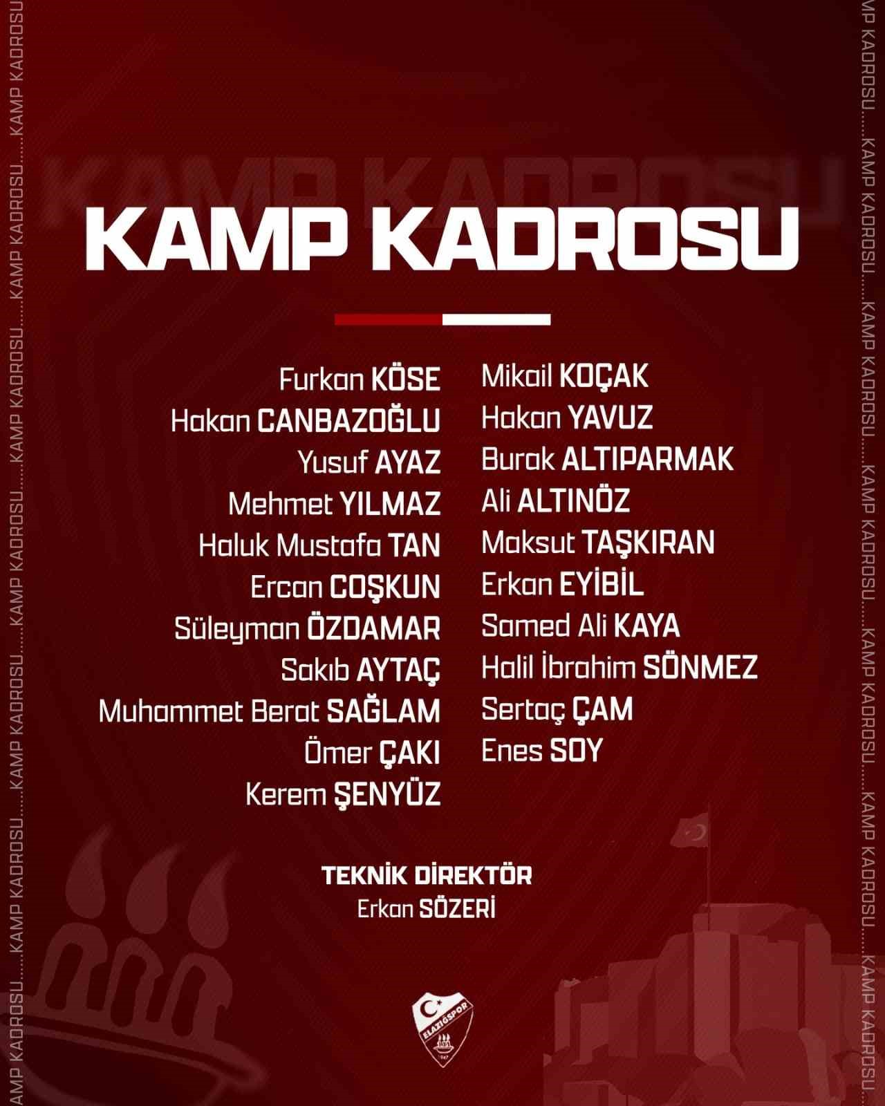 Elazığspor 21 futbolcuyla Adana&rsquo;ya gitti
