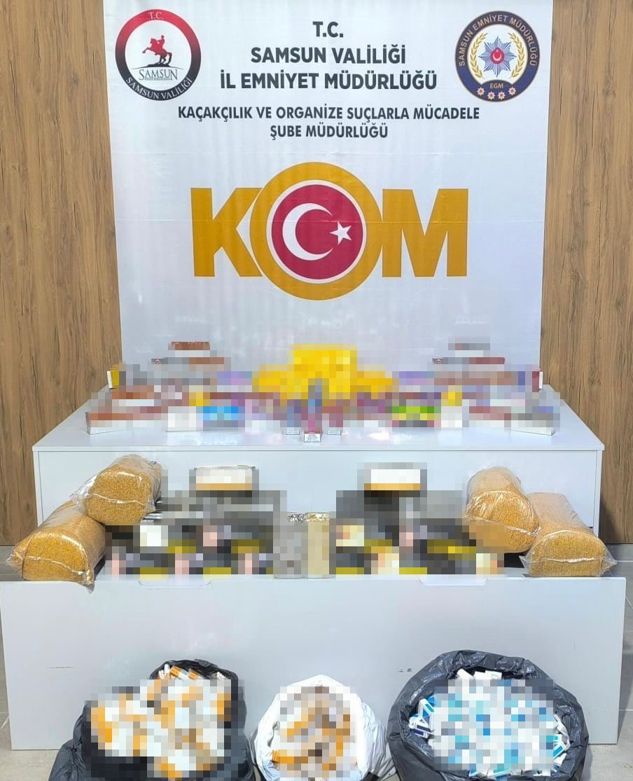 Samsun&rsquo;da binlerce makaron ve ka&ccedil;ak &uuml;r&uuml;n ele ge&ccedil;irildi
