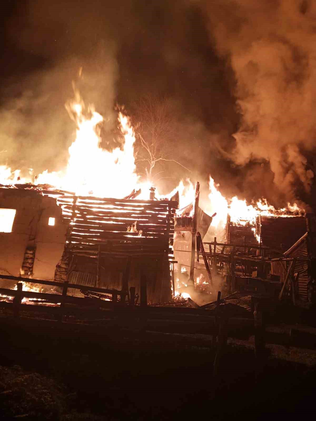 Sinop&rsquo;ta yangın: 2 katlı ev, ahır, ambar k&uuml;l oldu
