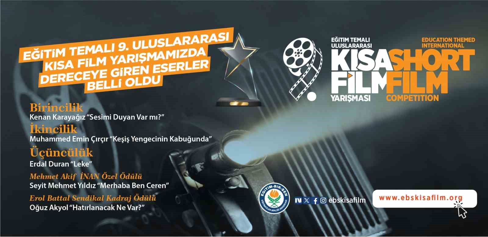 Eğitim temalı ‘9. Uluslararası Kısa Film Yarışması’nda dereceye giren eserler belli oldu