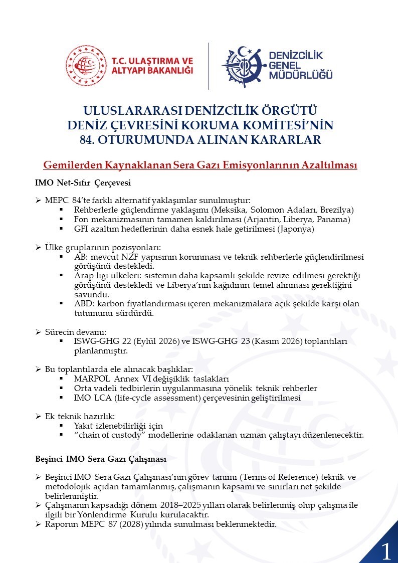IMO Deniz Çevresini Koruma Komitesi’nin kararları açıklandı