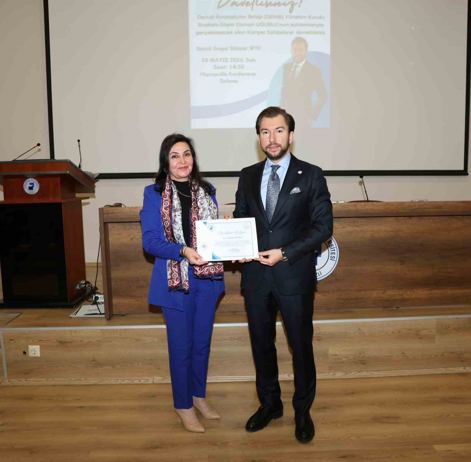 DENİB Başkanı Uğurlu &uuml;niversitelilerle deneyimlerini paylaştı
